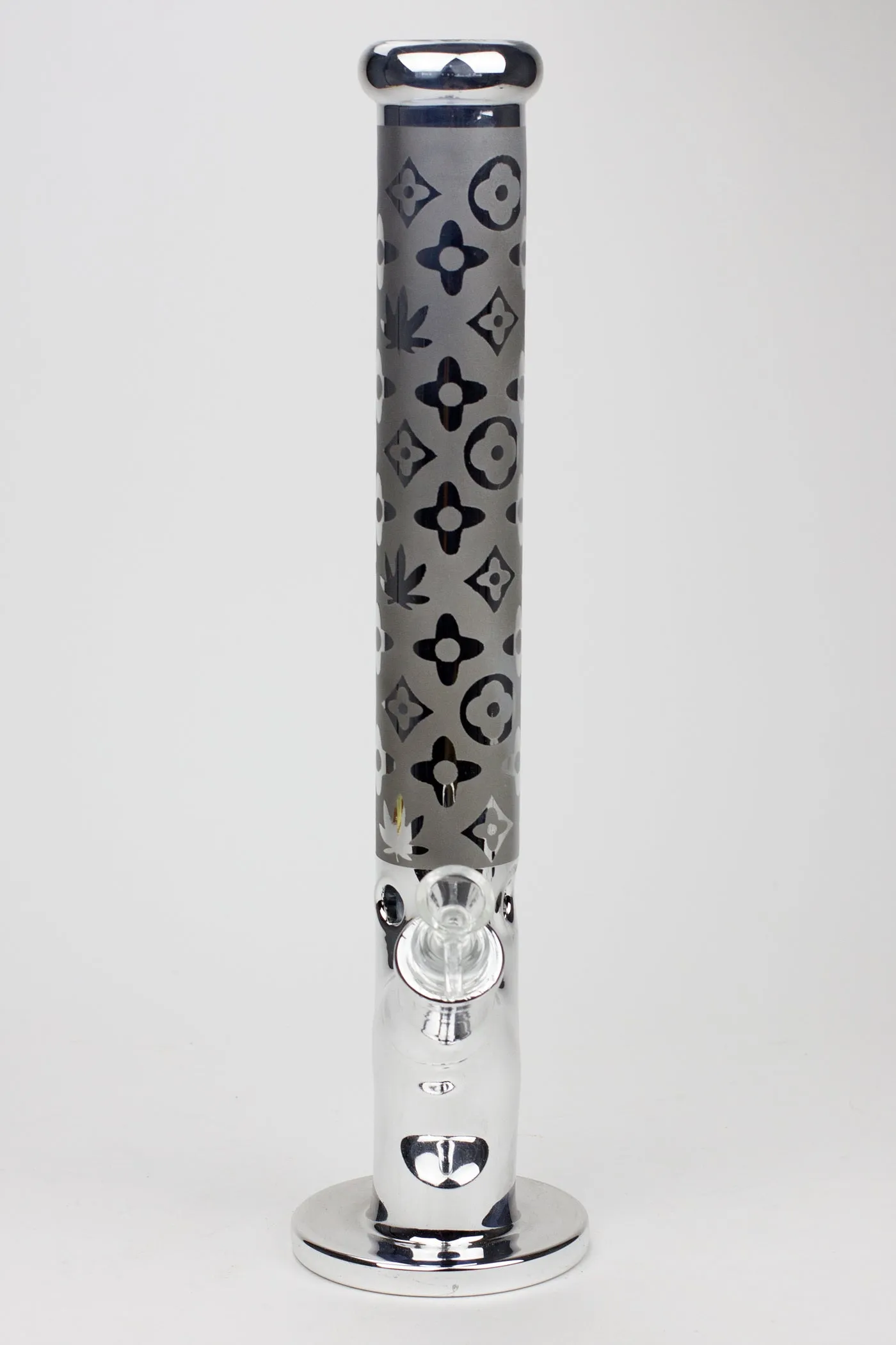 17" Luxury pattern 7 mm metallic straight tube glass bong