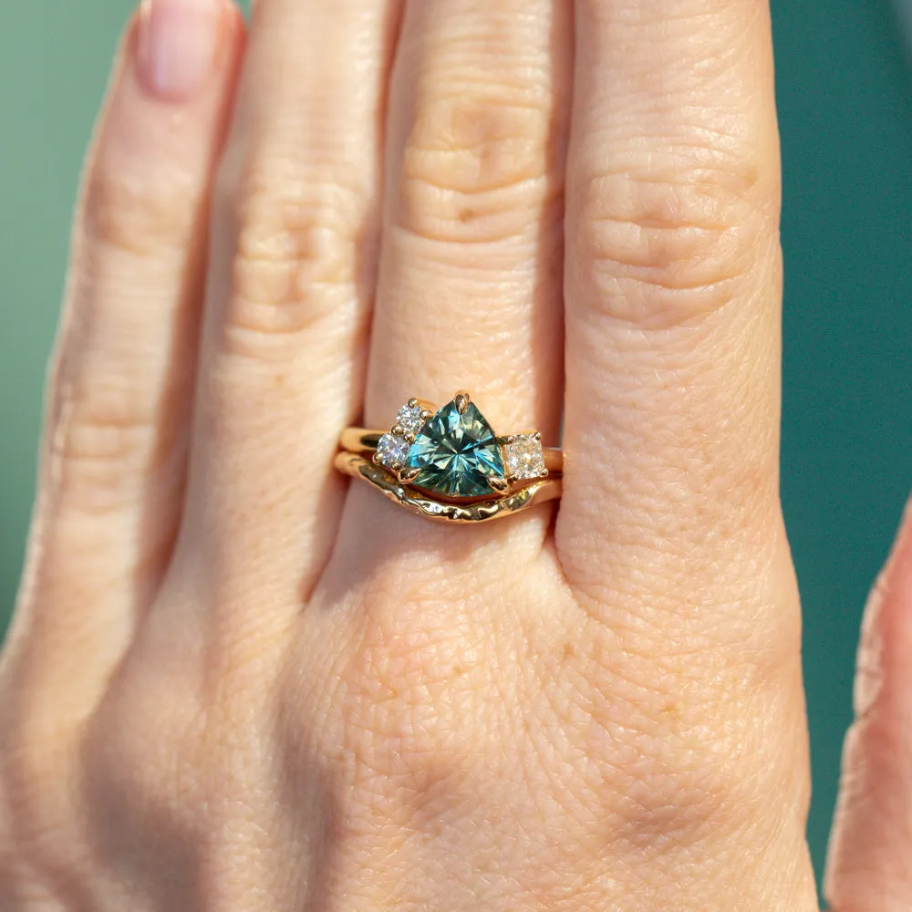 1.92ct Trillion Montana Sapphire and Natural Diamond Mountainscape Ring in 18k Yellow Gold