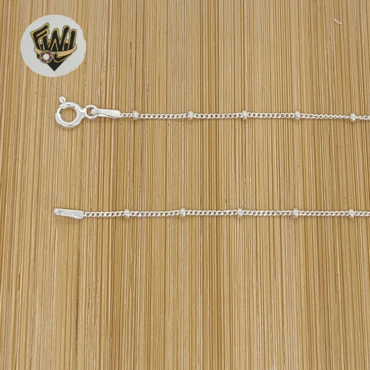 (2-2704) 925 Sterling Silver - 1mm Curb Link and Balls Chain.