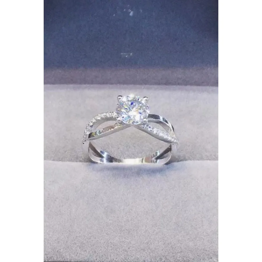 2 Carat Moissanite Crisscross 925 Sterling Silver Ring