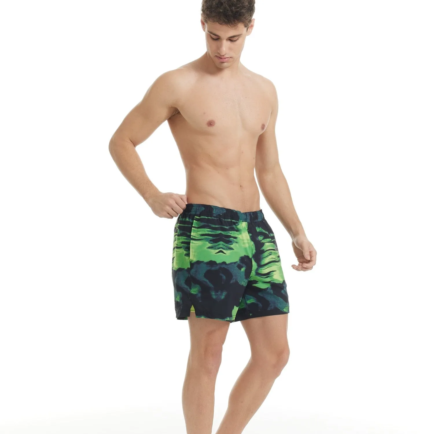 2 in 1 Stretch Short Lined Green Black Gym Shorts