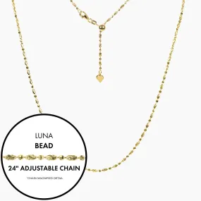 24 Italian Luna Bead Adjustable Chain (Gold)