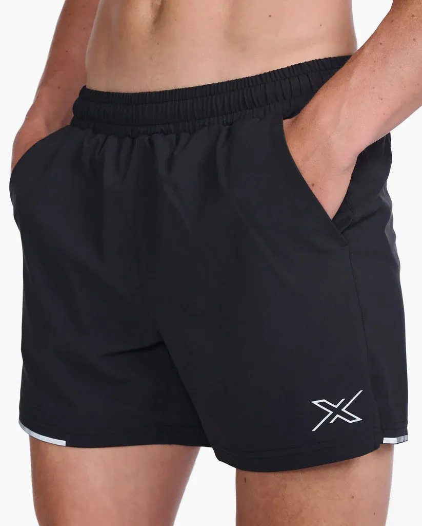 2XU Mens Aero 5 Inch Shorts 2.0 - Black/Silver