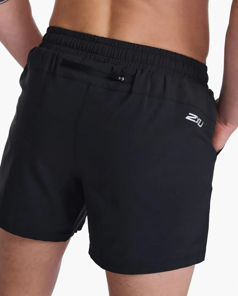 2XU Mens Aero 5 Inch Shorts 2.0 - Black/Silver