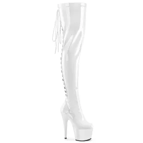 7 Inch Heel ADORE-3063 White Stretch Patent