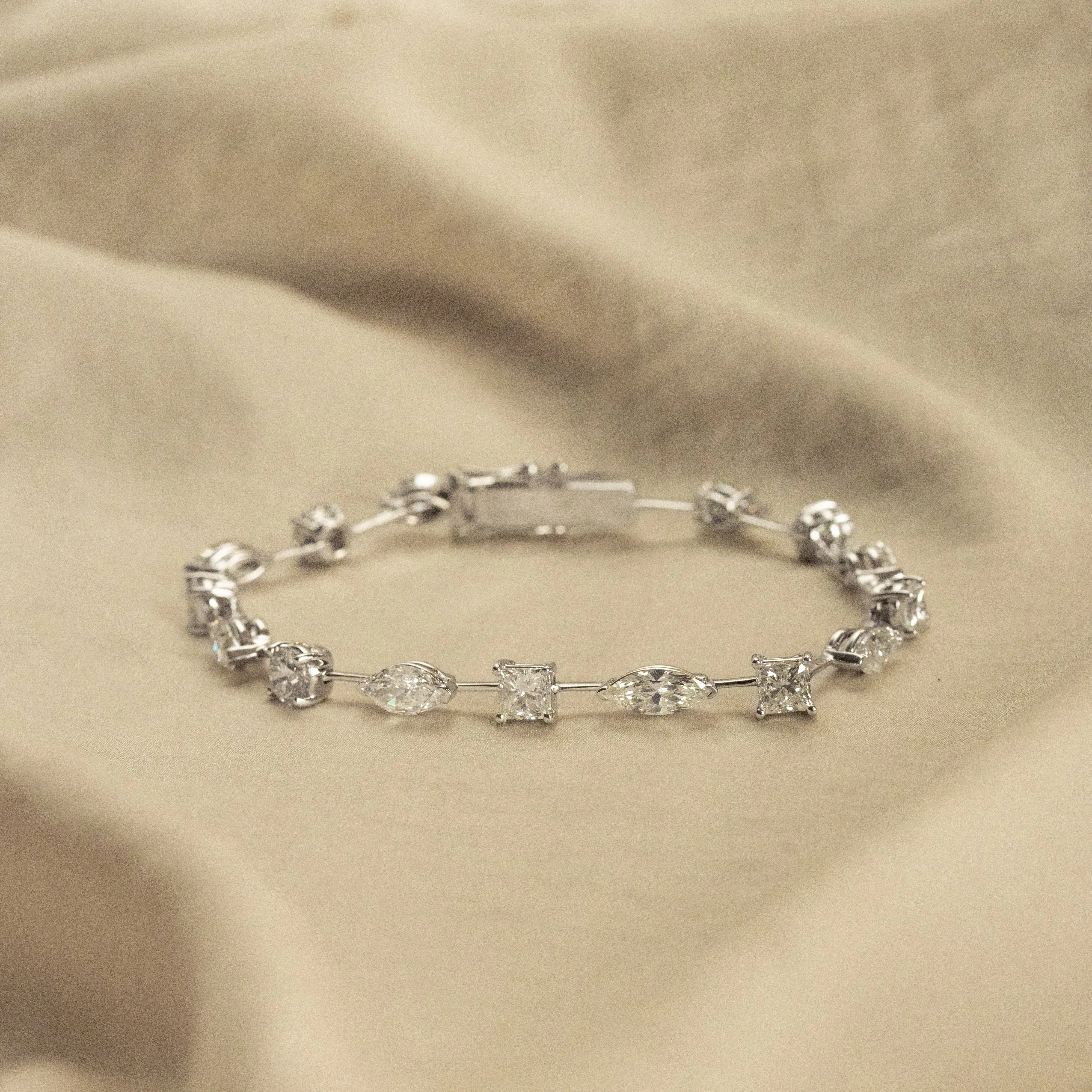 8.51 Carat Mixed Fancy Cut Diamond Bracelet