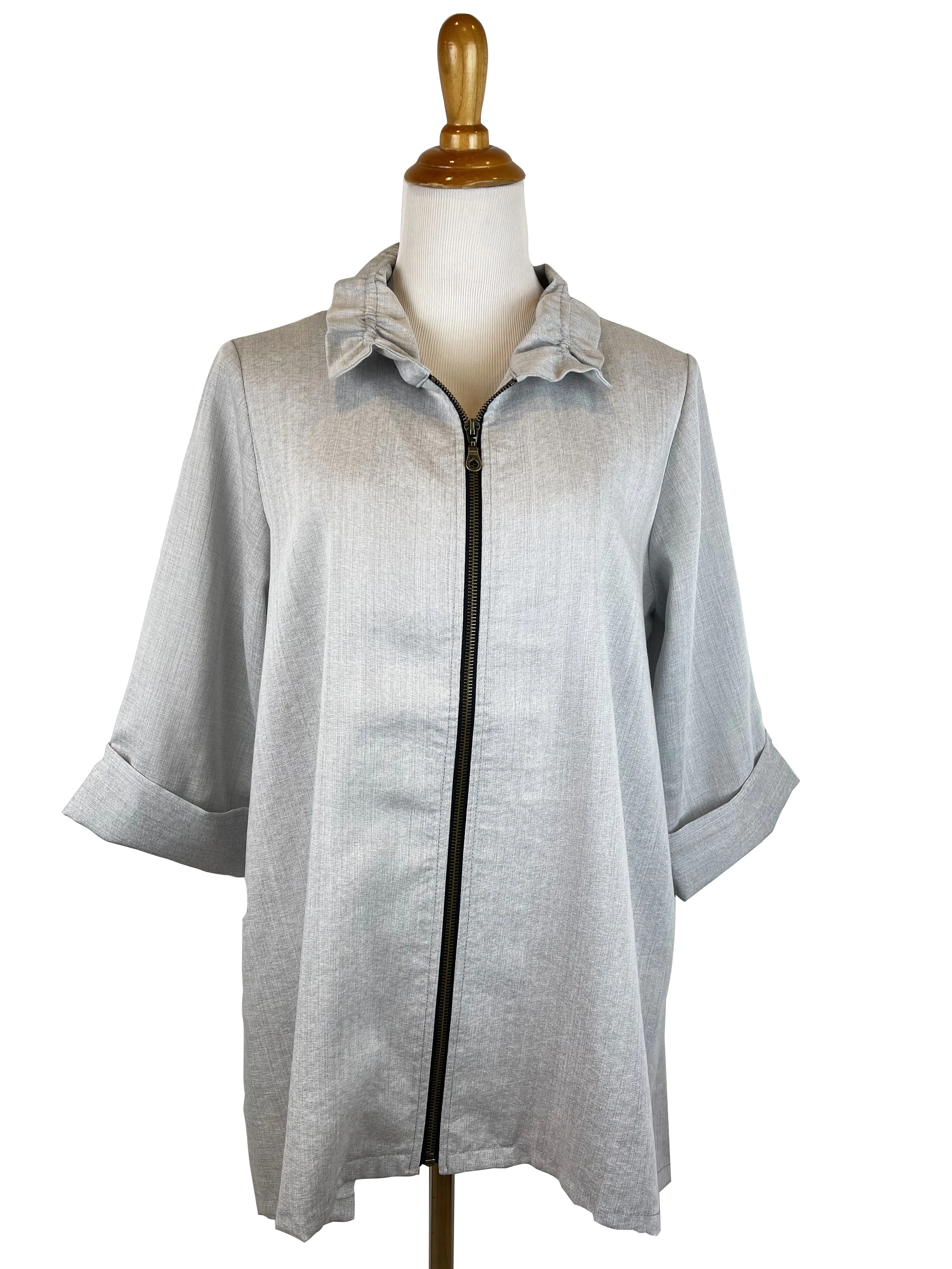 AA328 - Josie Linen Jacket w/ Wire Collar