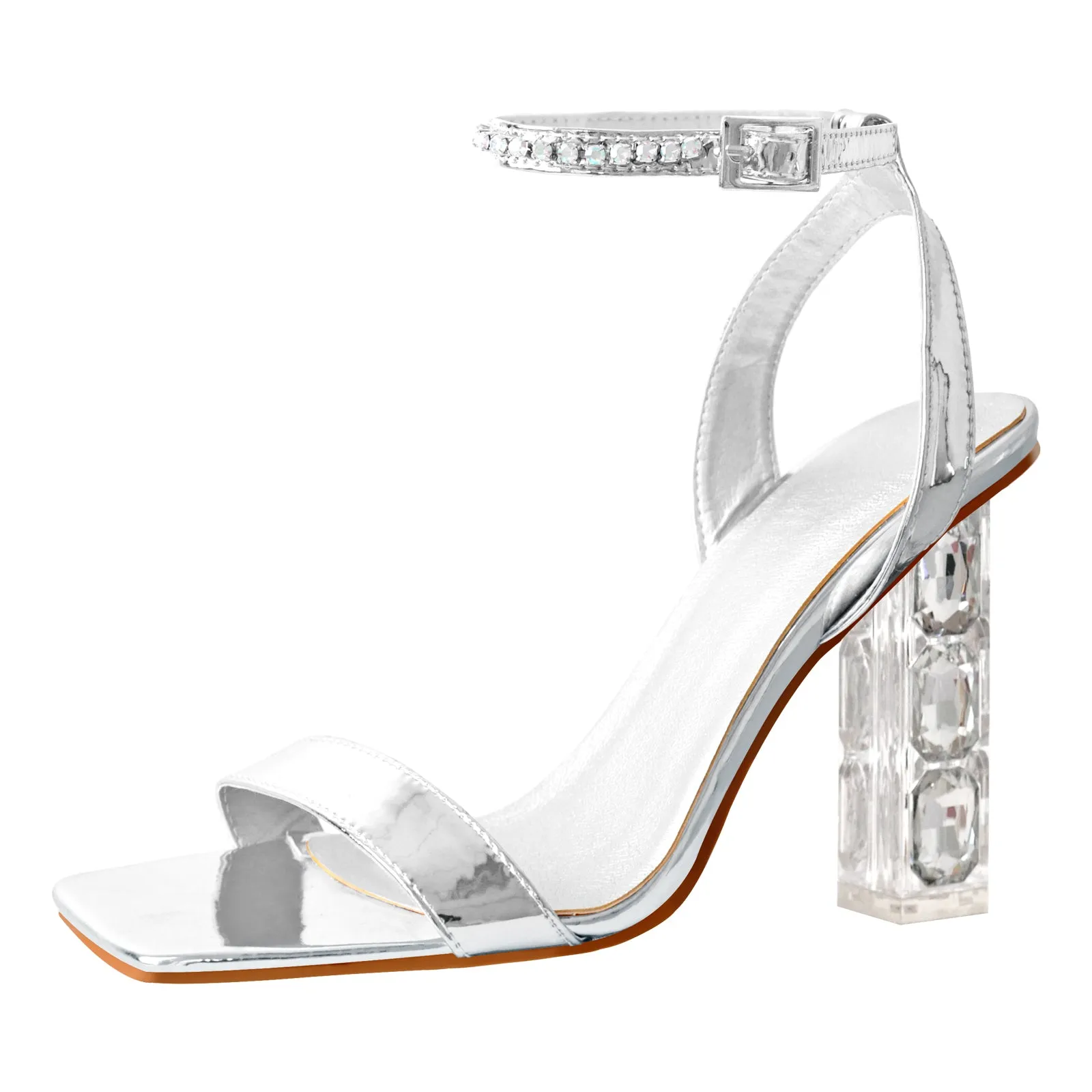 Ankle Strap Rhinestone High Heel Sandals