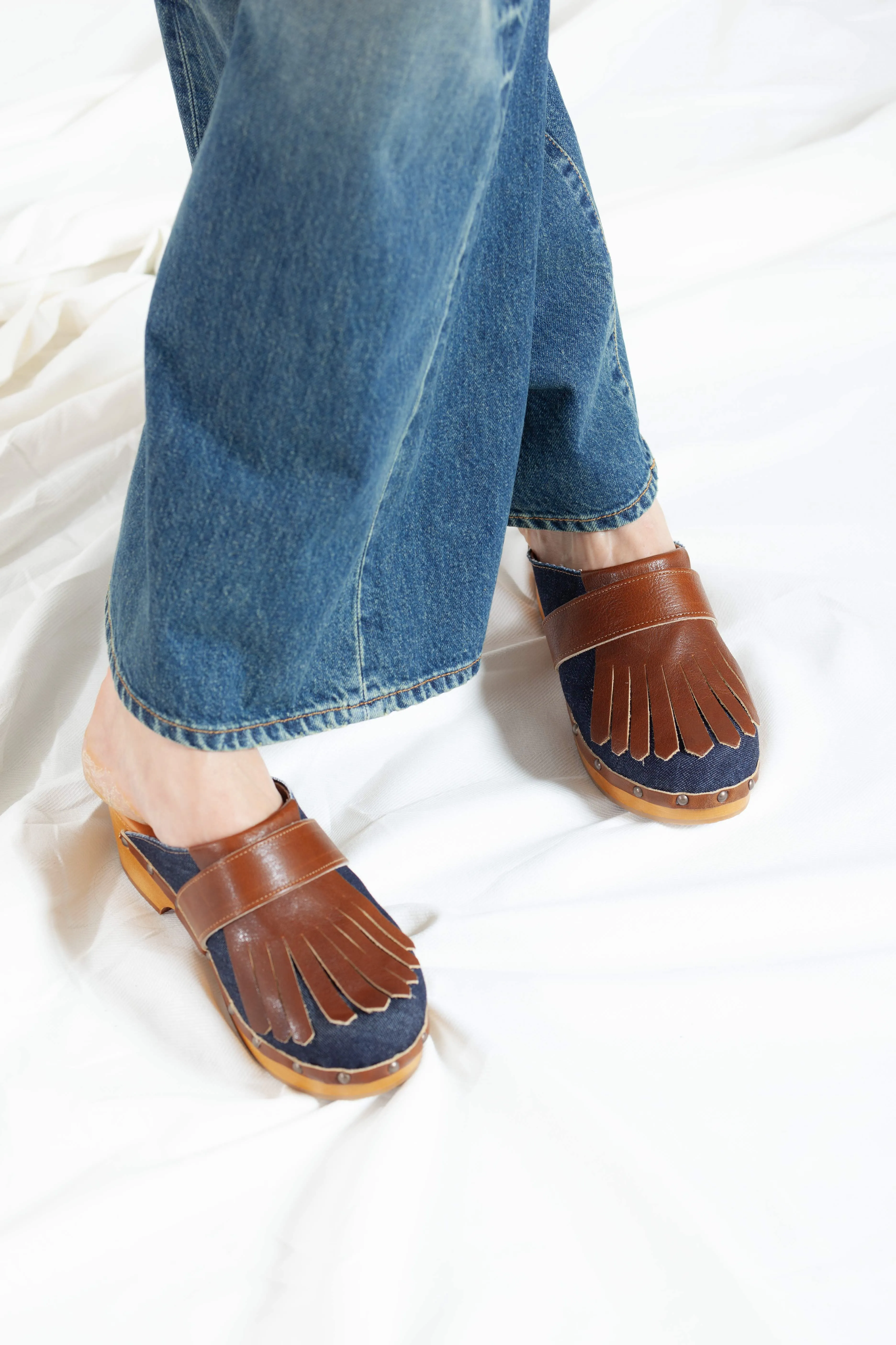 Antidoti Frangyna Velour Brown Leather Uppersoles Clogs - ByAdushka