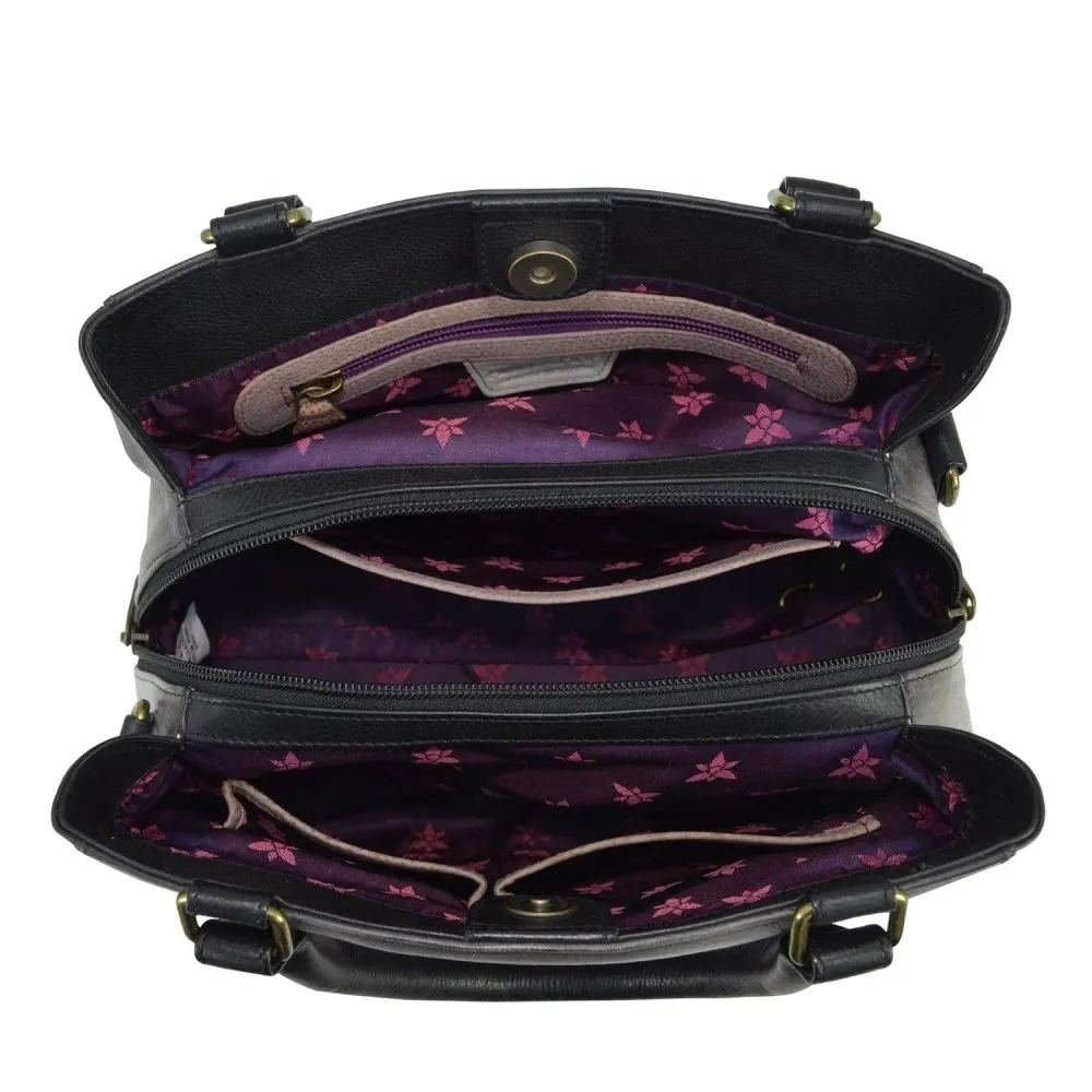 Anuschka Multi Compartment Satchel Handbag 690 - Calaveras de Azúcar