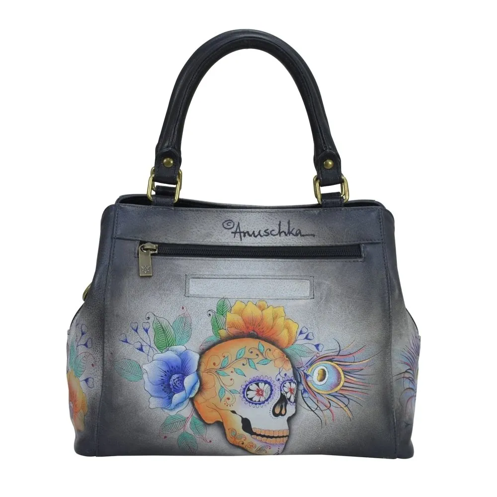 Anuschka Multi Compartment Satchel Handbag 690 - Calaveras de Azúcar