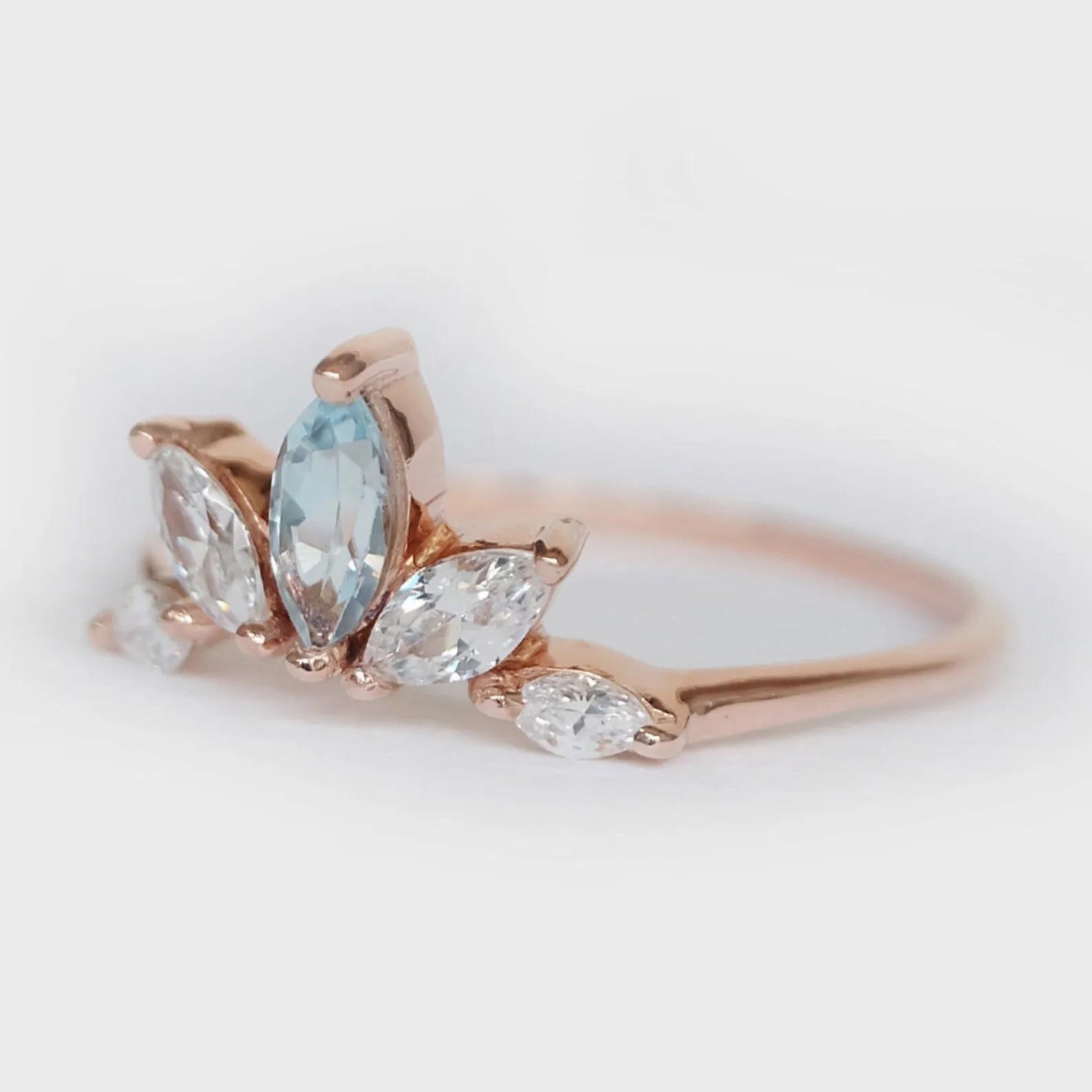 Aquamarine Cluster Ring Enu