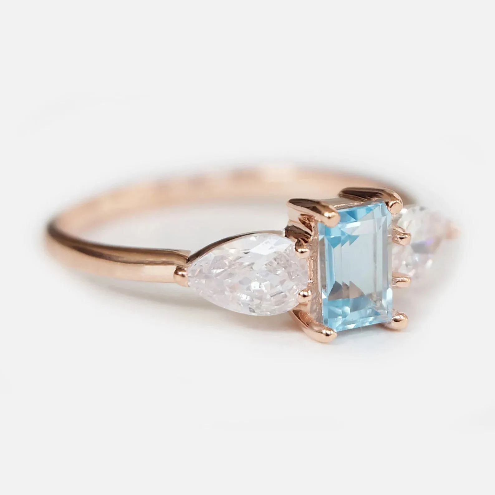 Aquamarine Topaz Dual Stone Ring Koji