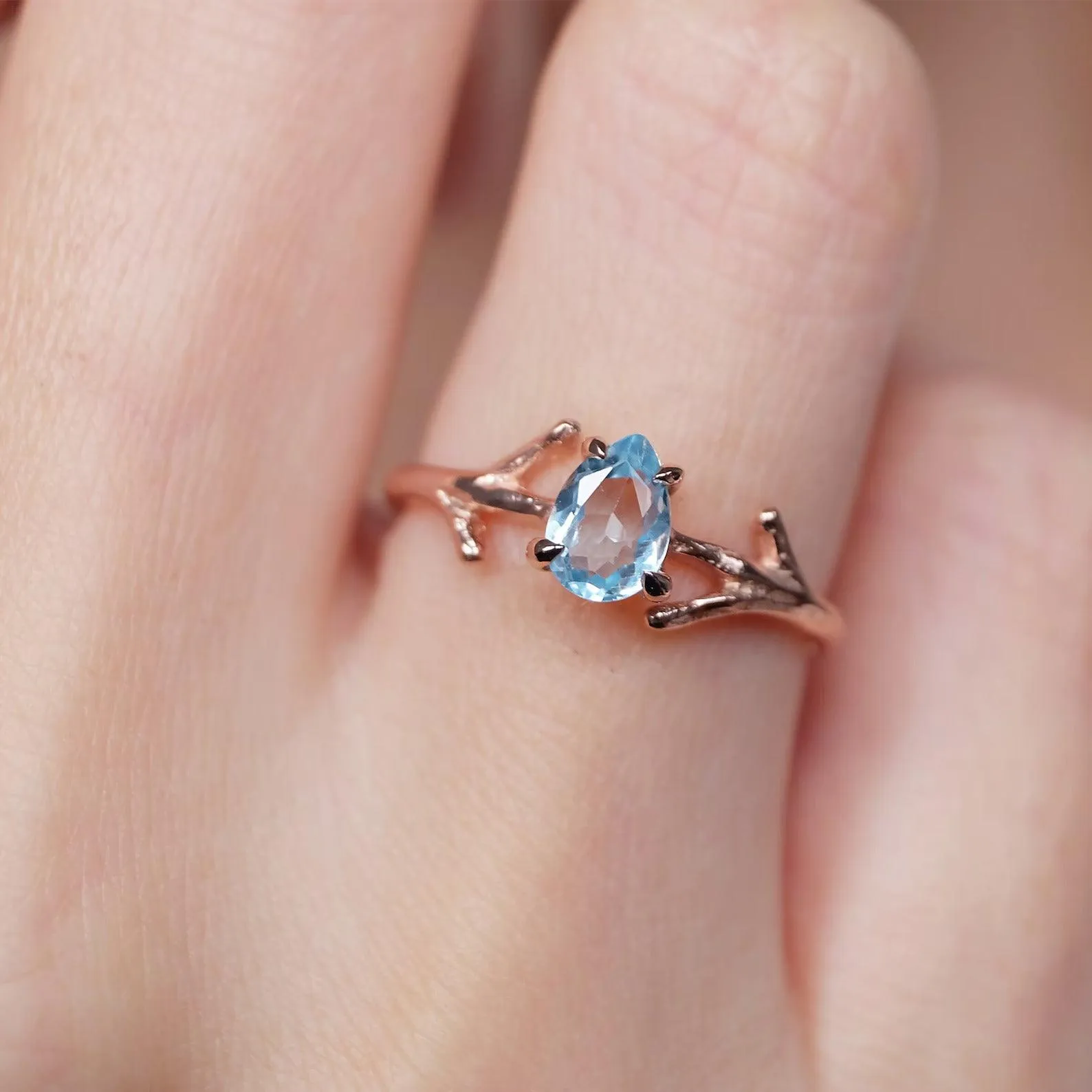 Aquamarine Twig Ring Savisa