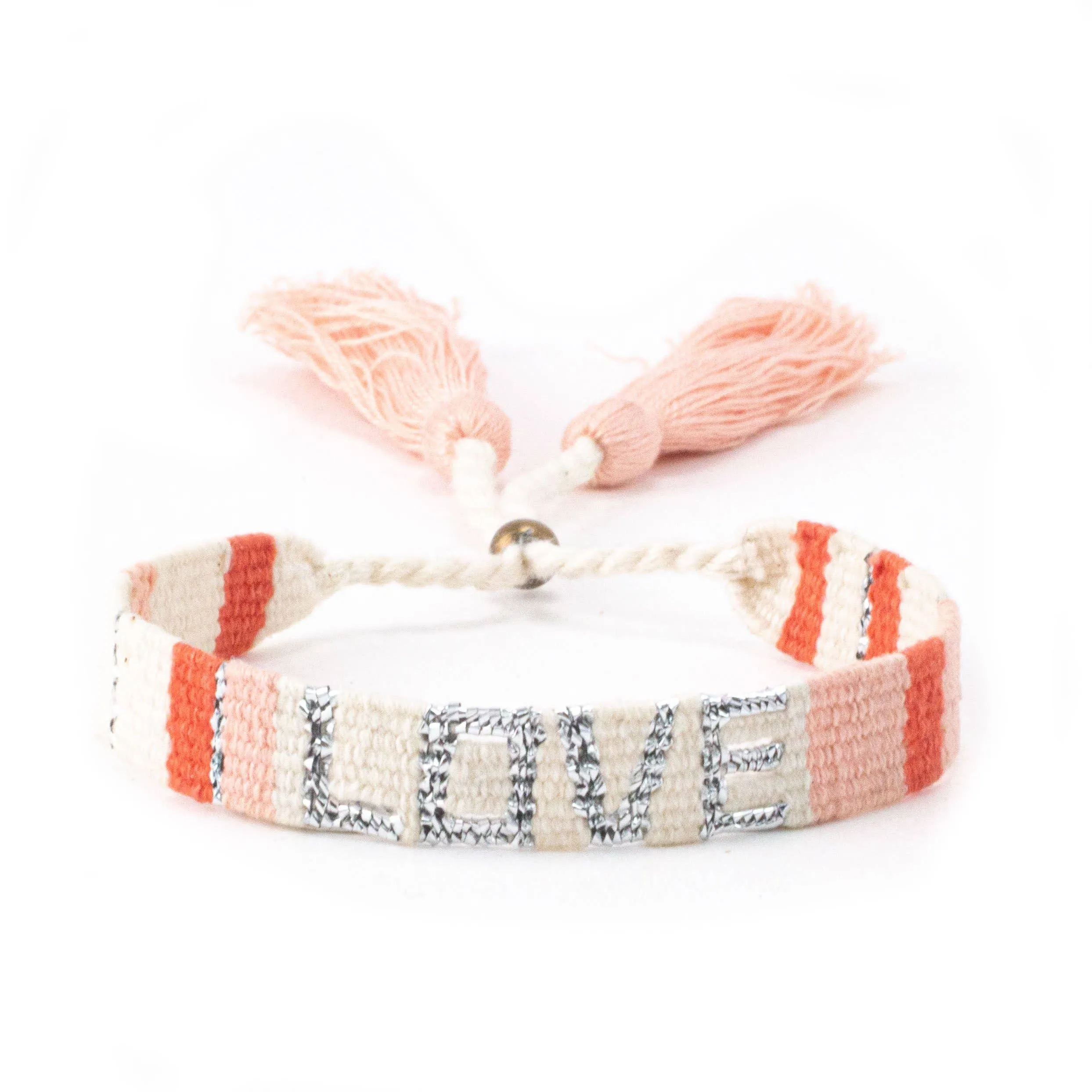 Atitlan Love Bracelet - White, Peach & Orange