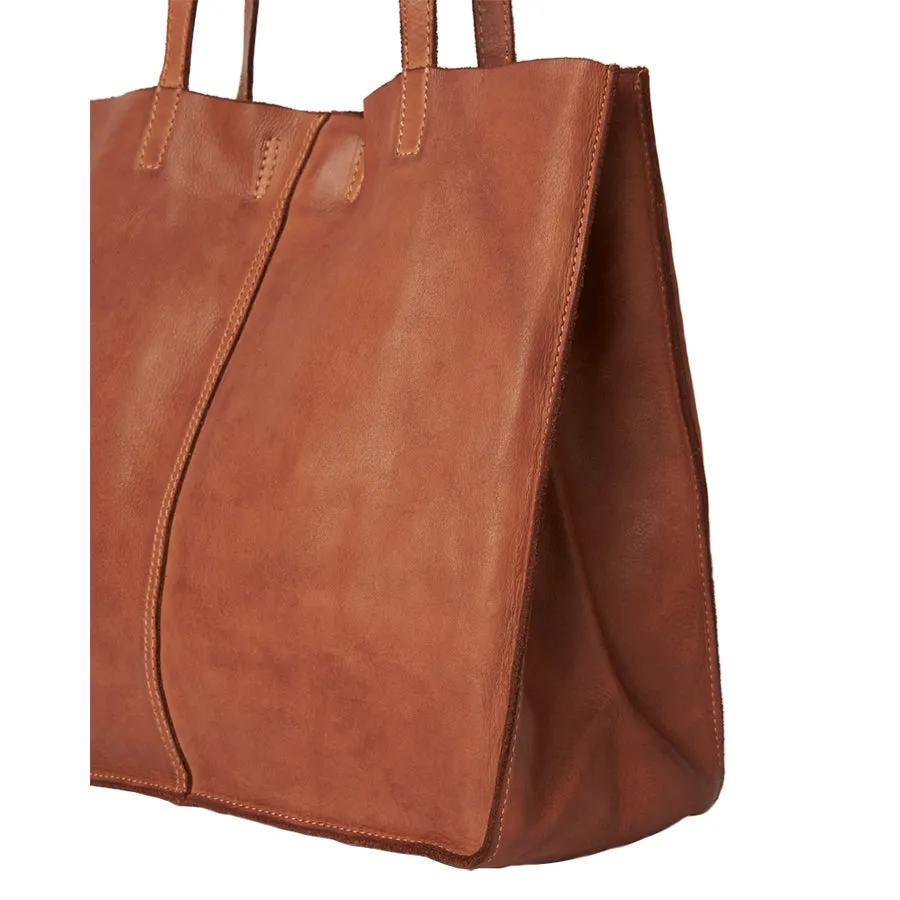 BABY UNLINED TOTE - COGNAC LEATHER