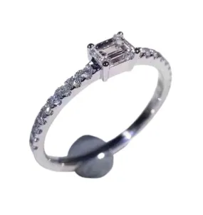 Baguette Cut Diamond Silver Ring