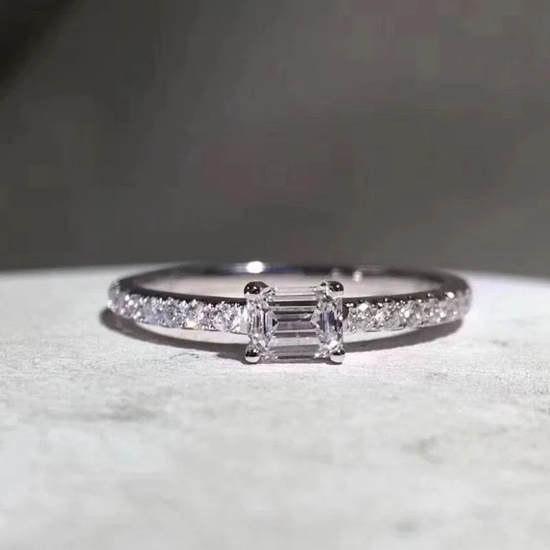 Baguette Cut Diamond Silver Ring