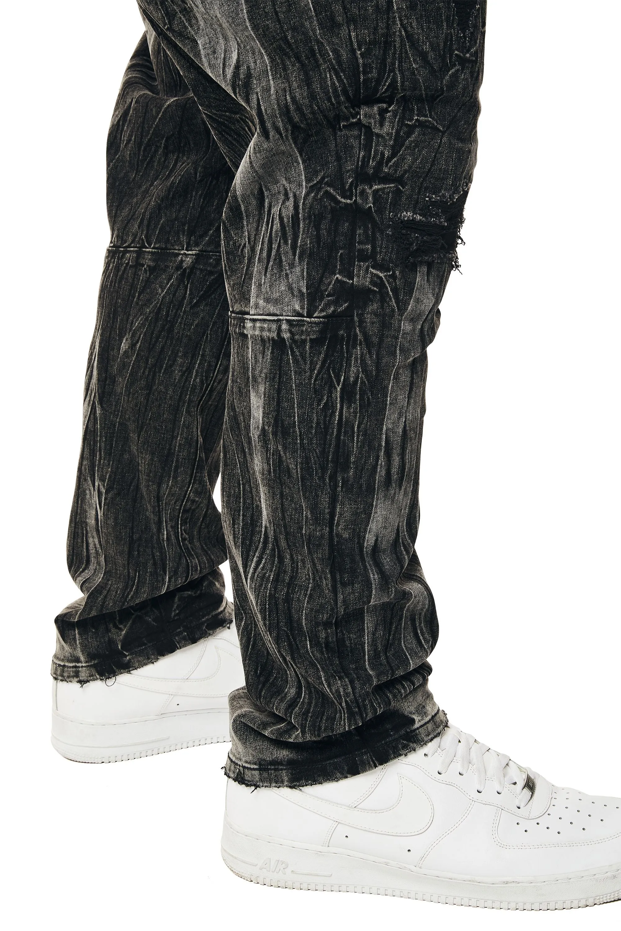 Big and Tall - Rooting Effect Denim Jeans - Black Matrix