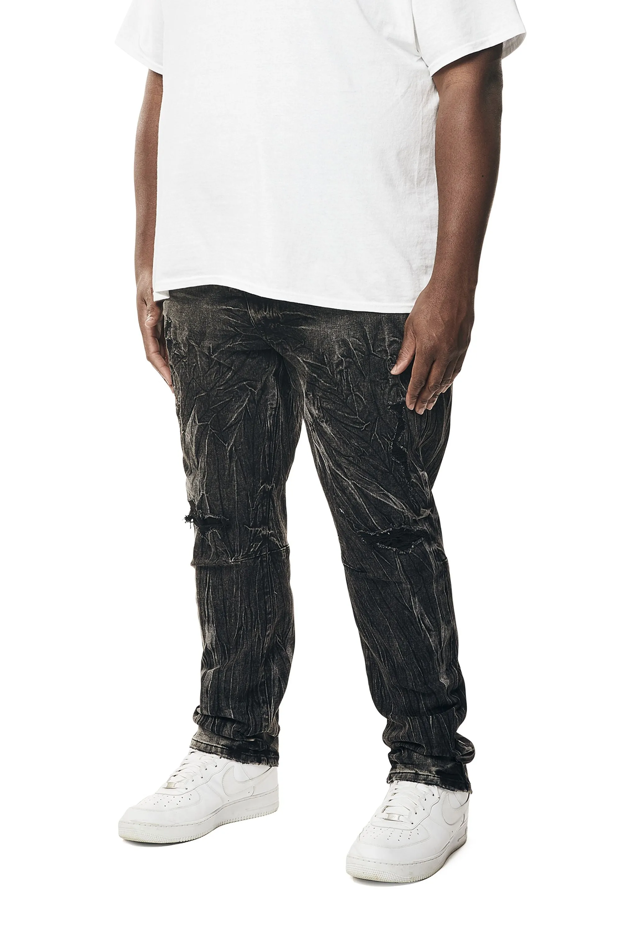 Big and Tall - Rooting Effect Denim Jeans - Black Matrix