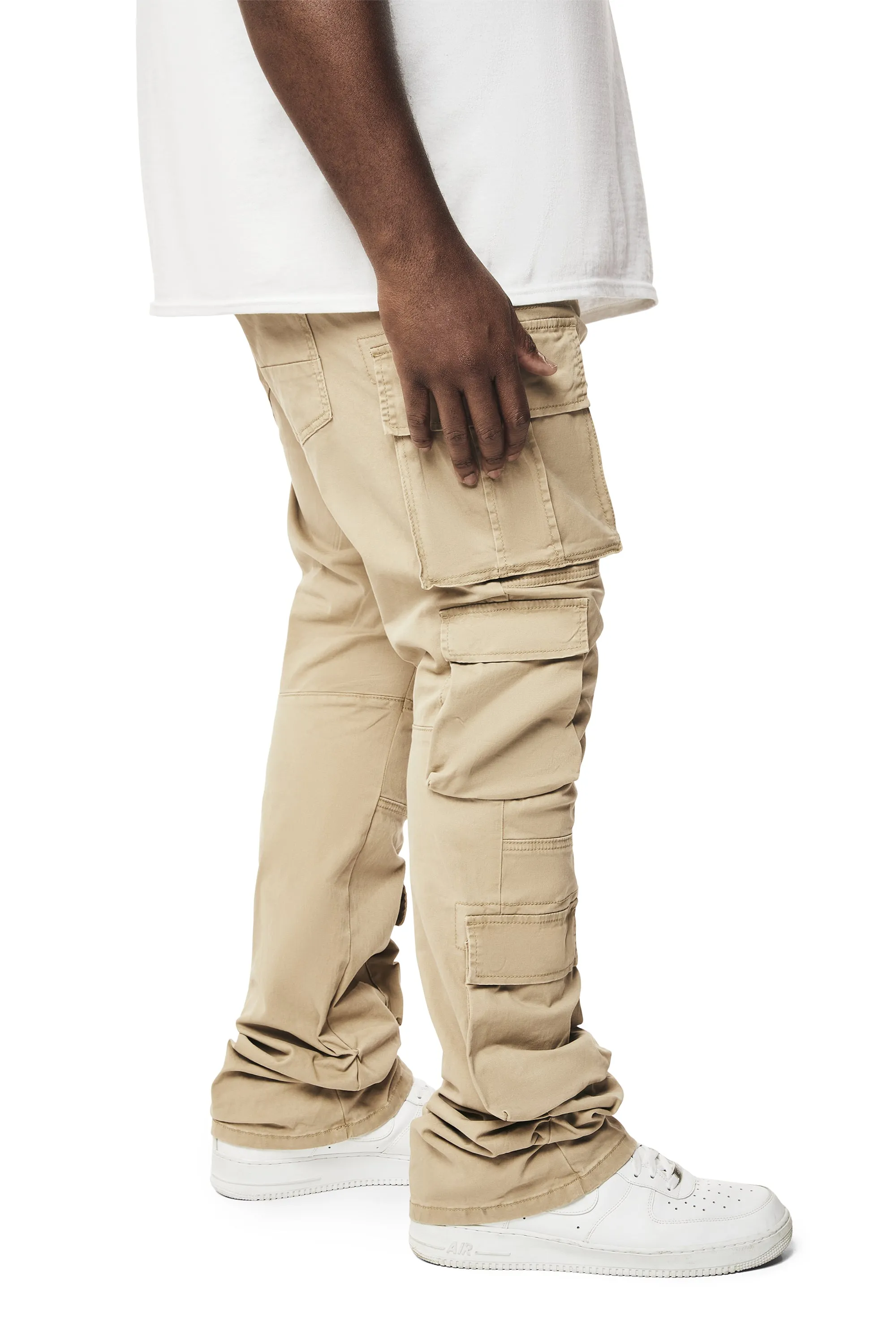 Big and Tall - Utility Multi Pocket Stacked Twill Pants - Khaki