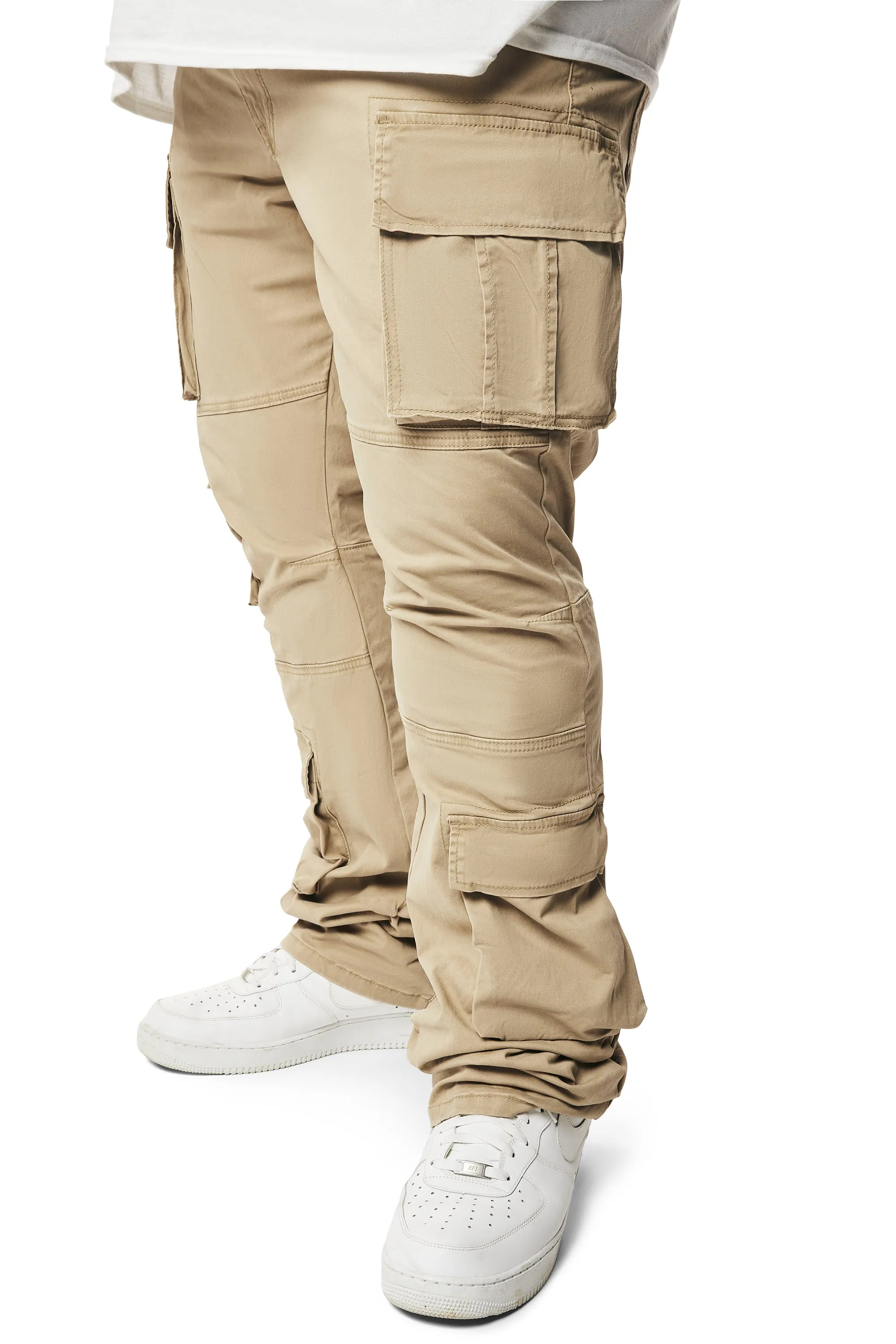 Big and Tall - Utility Multi Pocket Stacked Twill Pants - Khaki