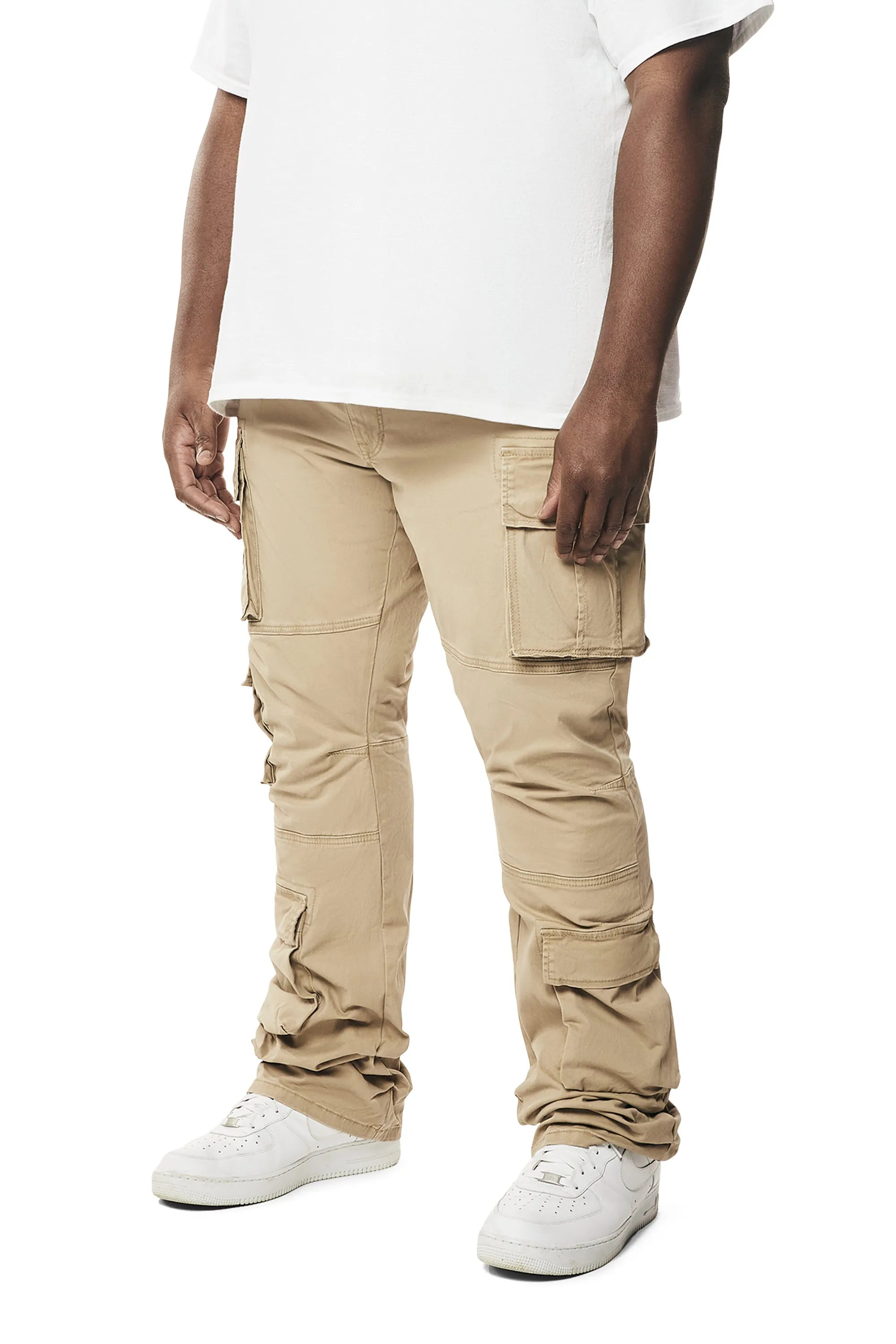 Big and Tall - Utility Multi Pocket Stacked Twill Pants - Khaki