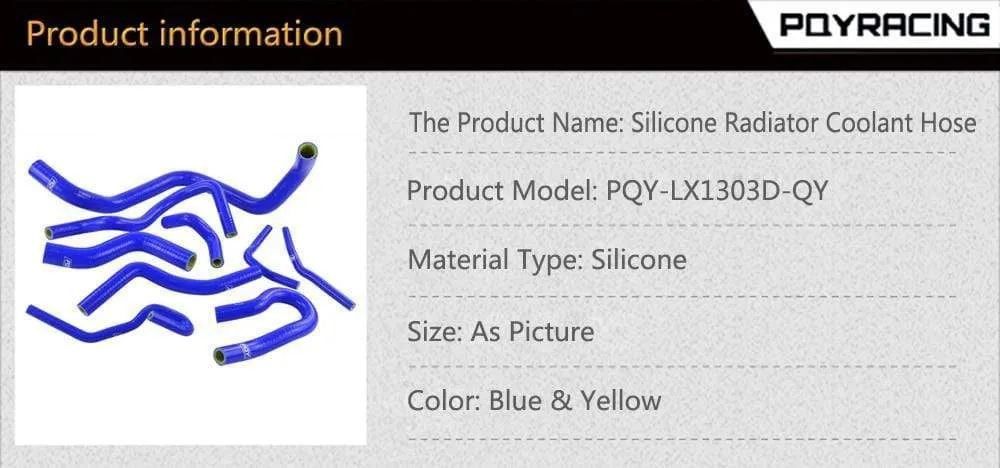 Blue & Yellow D15/16 Silicone Radiator Coolant Hose , Silicone hose kit With PQY logo For Honda CIVIC SOHC D15 D16 EG EK 92-00