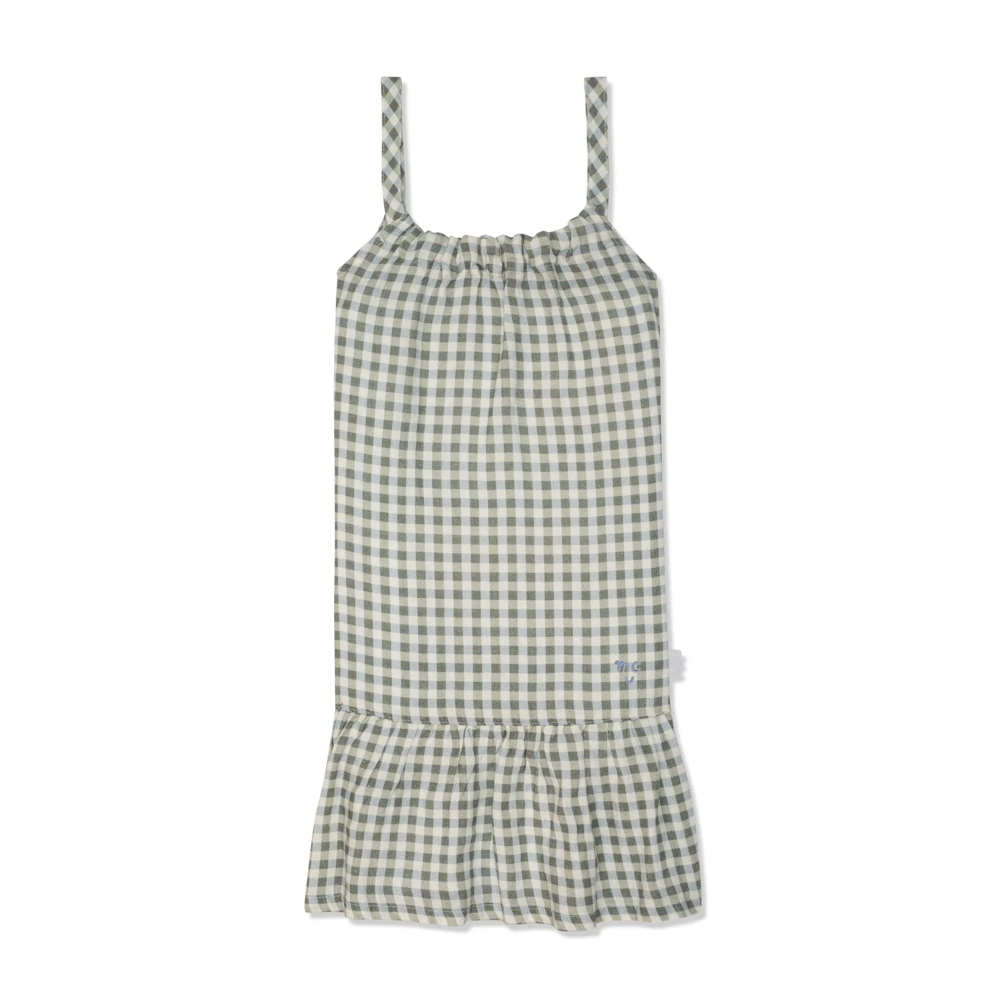 Blue Gingham Linen Kid Dress