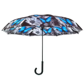 Blue Morpho Reverse Close Stick Umbrella