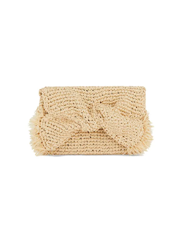 Bow Clutch in Natural Raffia