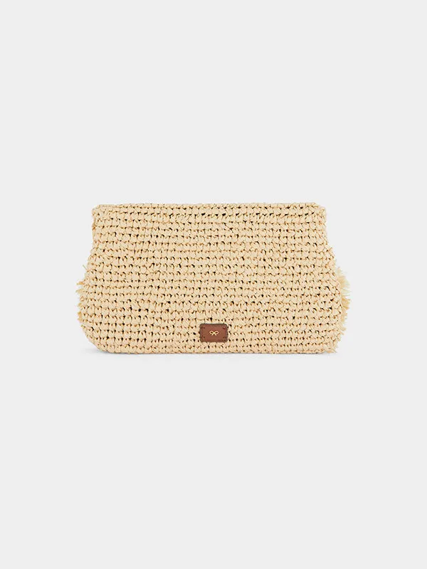 Bow Clutch in Natural Raffia