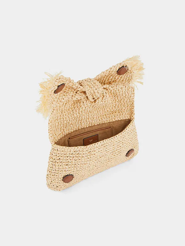 Bow Clutch in Natural Raffia