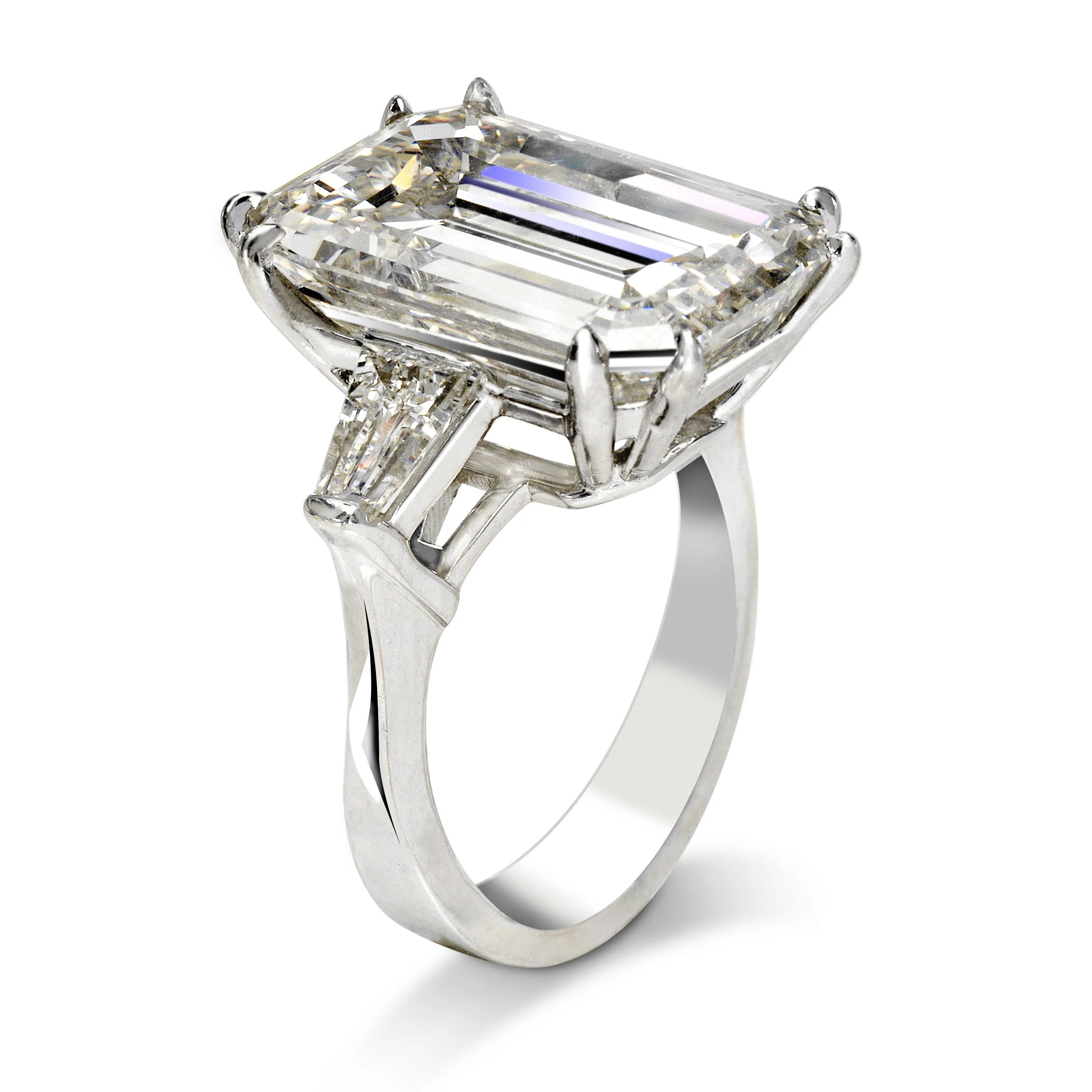 BROOKE 13 CARAT EMERALD CUT F COLOR VS2 CLARITY DIAMOND ENGAGEMENT RING PLATINUM EGL CERTIFIED 12 CT F VS2 CENTER MIKE NEKTA