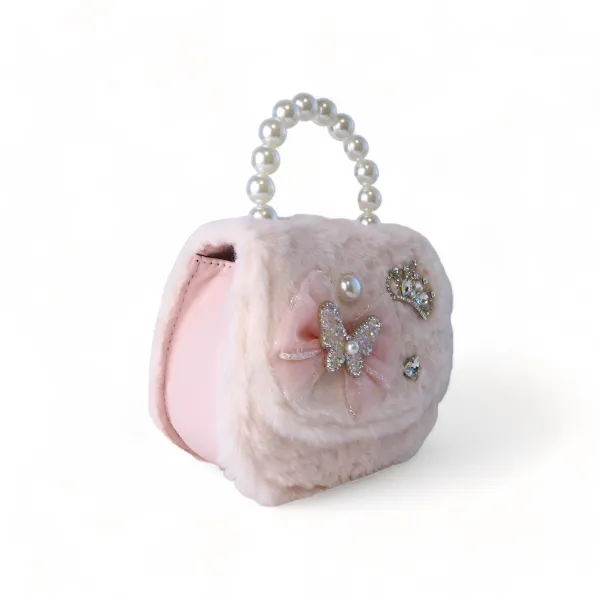 Butterfly Furry Purse - Pink