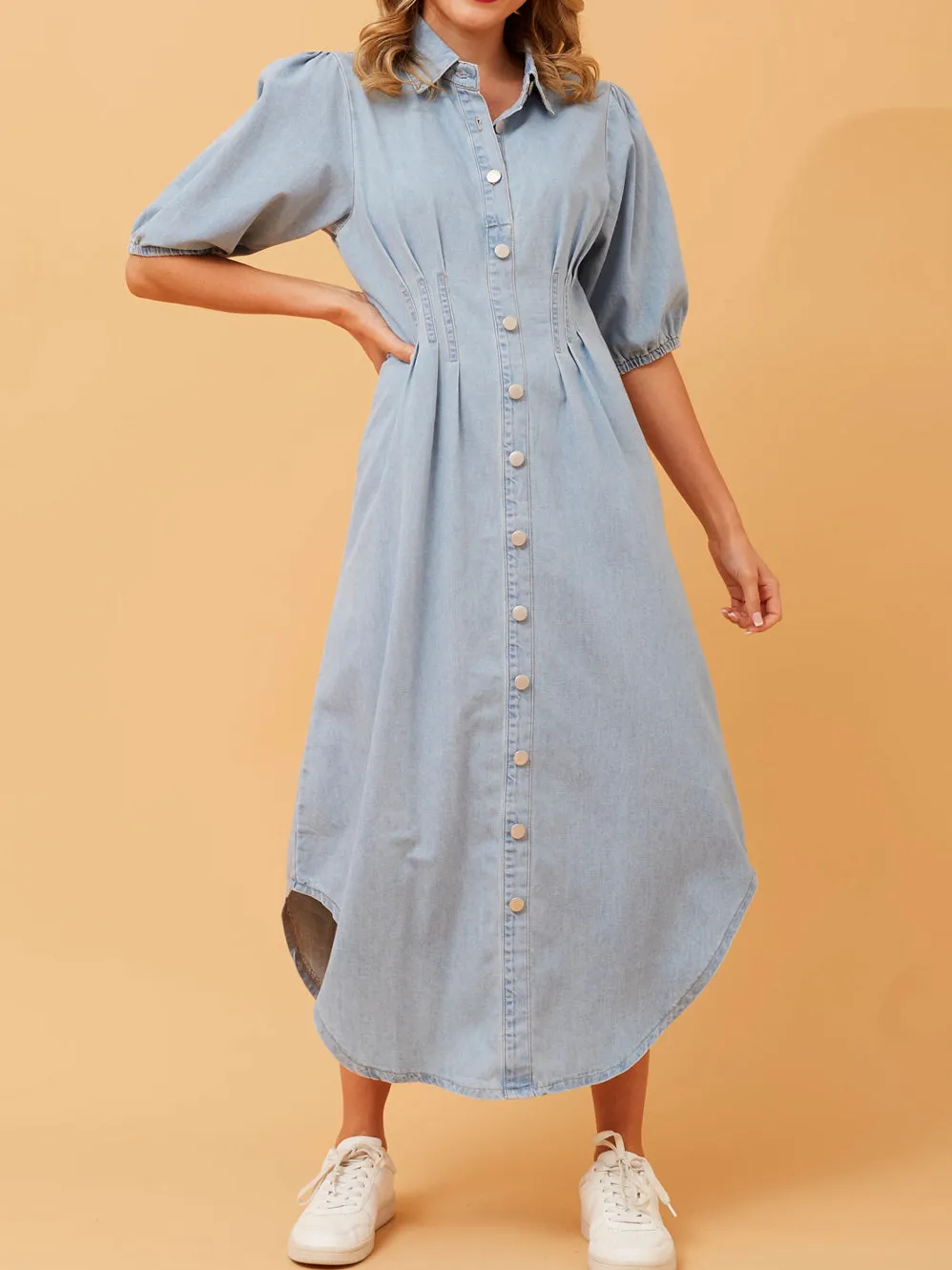 CAROLINE K MORGAN DENIM SHIRT DRESS