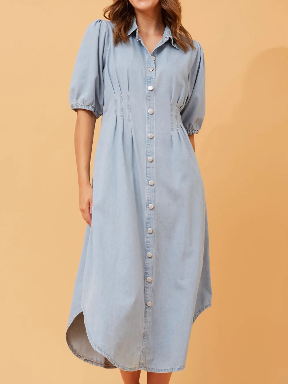 CAROLINE K MORGAN DENIM SHIRT DRESS