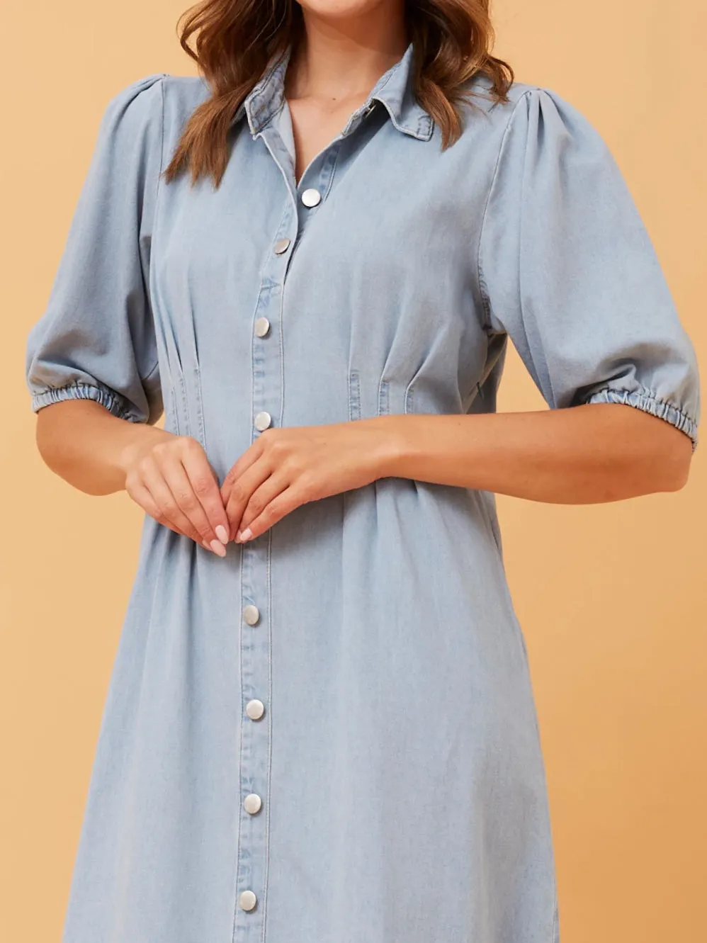 CAROLINE K MORGAN DENIM SHIRT DRESS