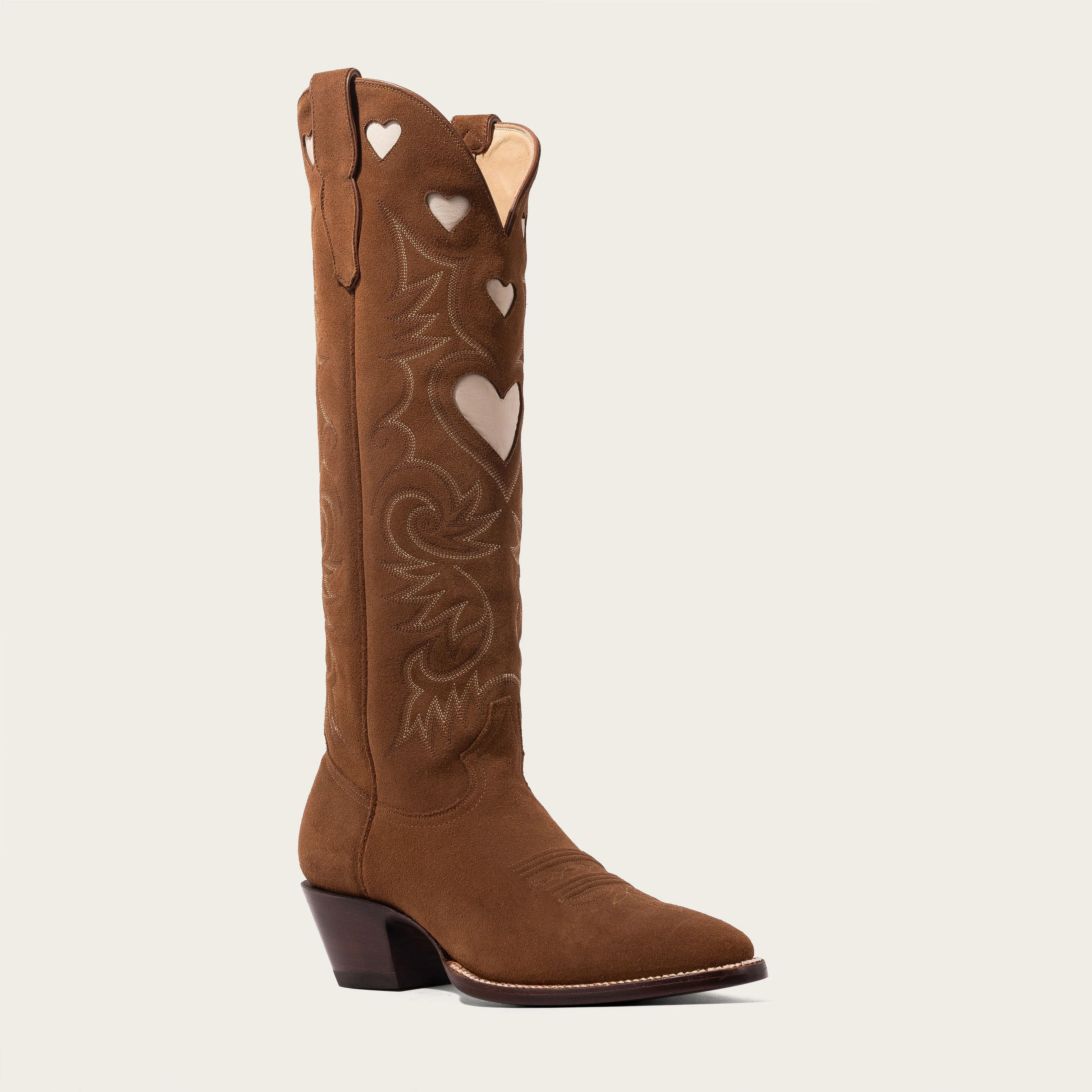 Chestnut Suede & Bone Heart Boot Limited Edition