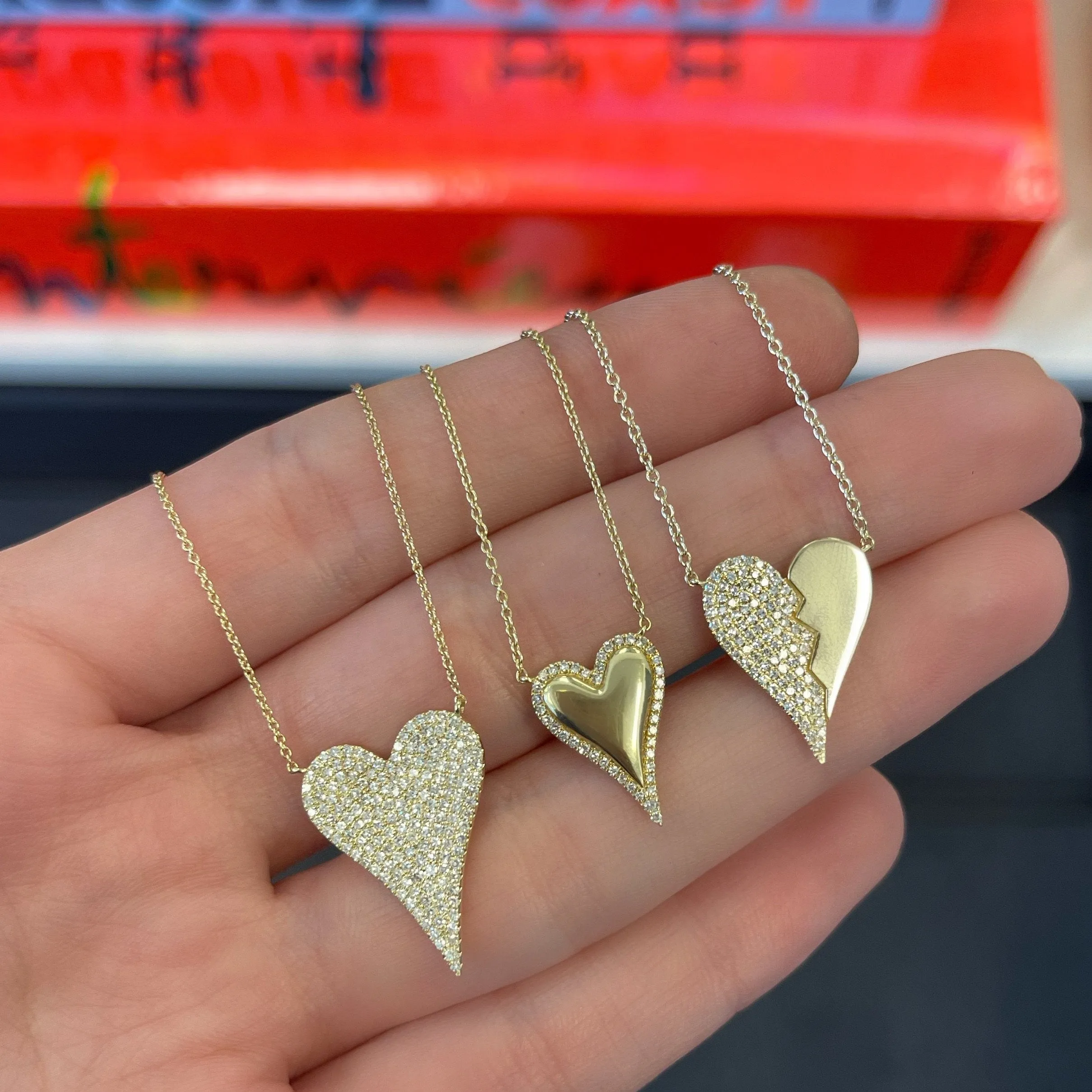 Diamond Outline Elongated Heart Necklace