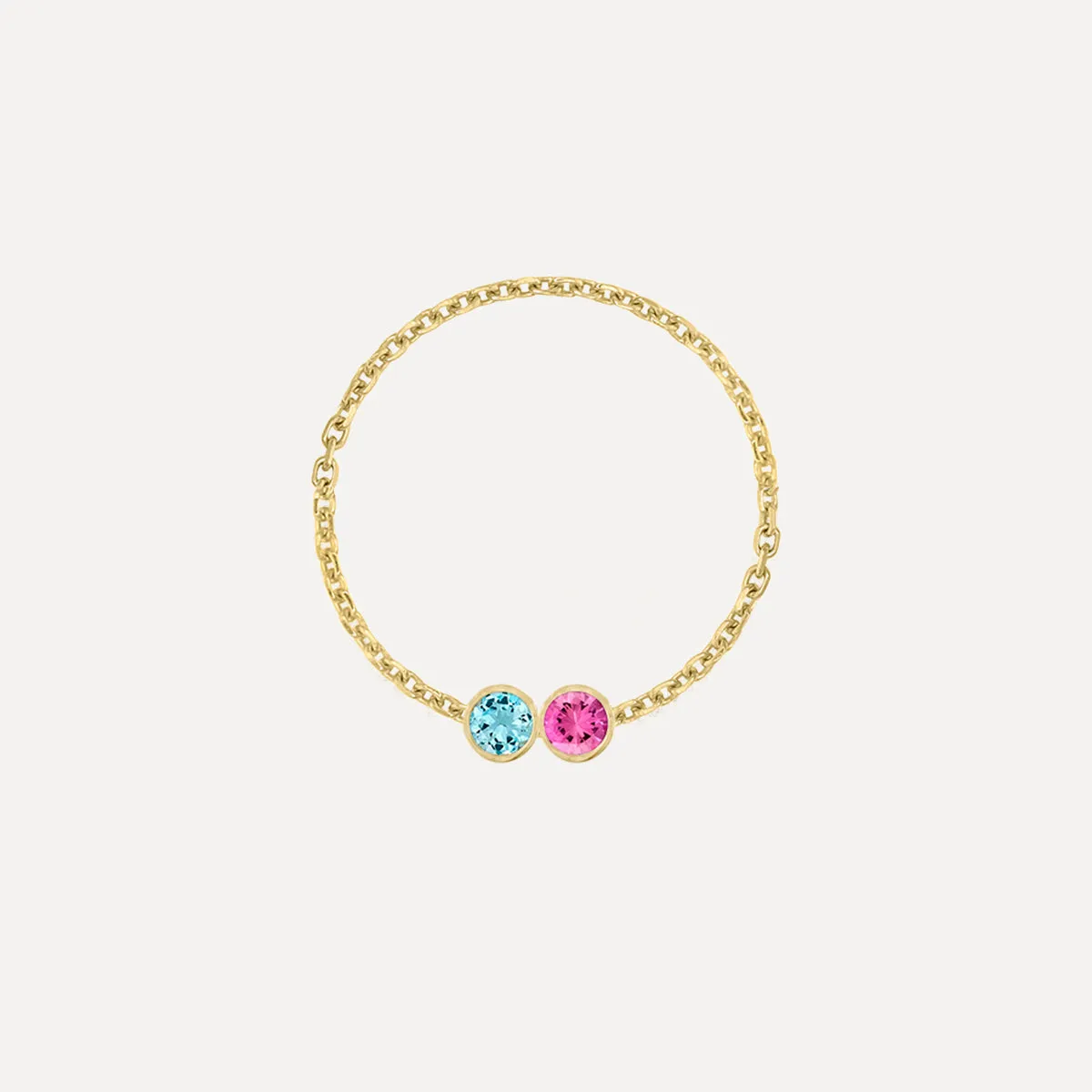 Double Birthstone Bezel Chain Ring