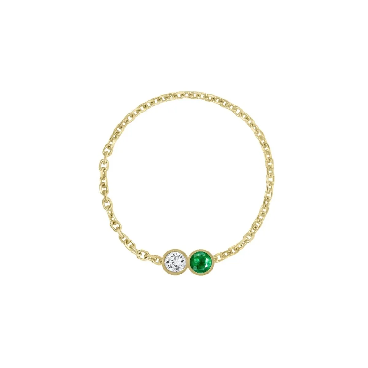 Double Birthstone Bezel Chain Ring