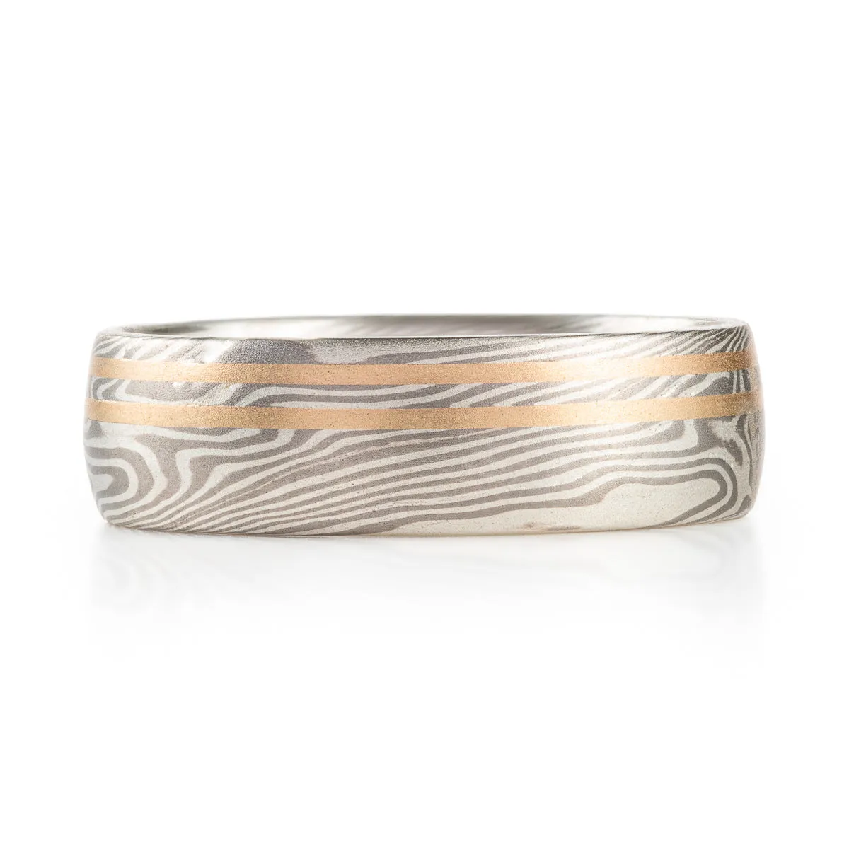 Double Gold Inlay Band in Ash Palette and Twist Pattern