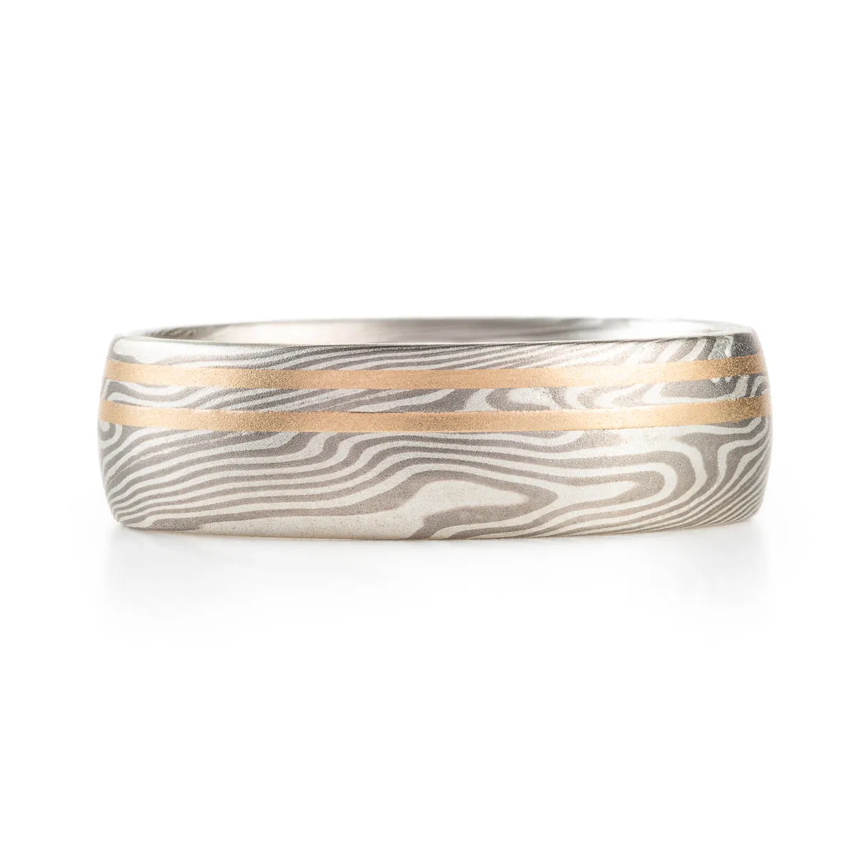 Double Gold Inlay Band in Ash Palette and Twist Pattern