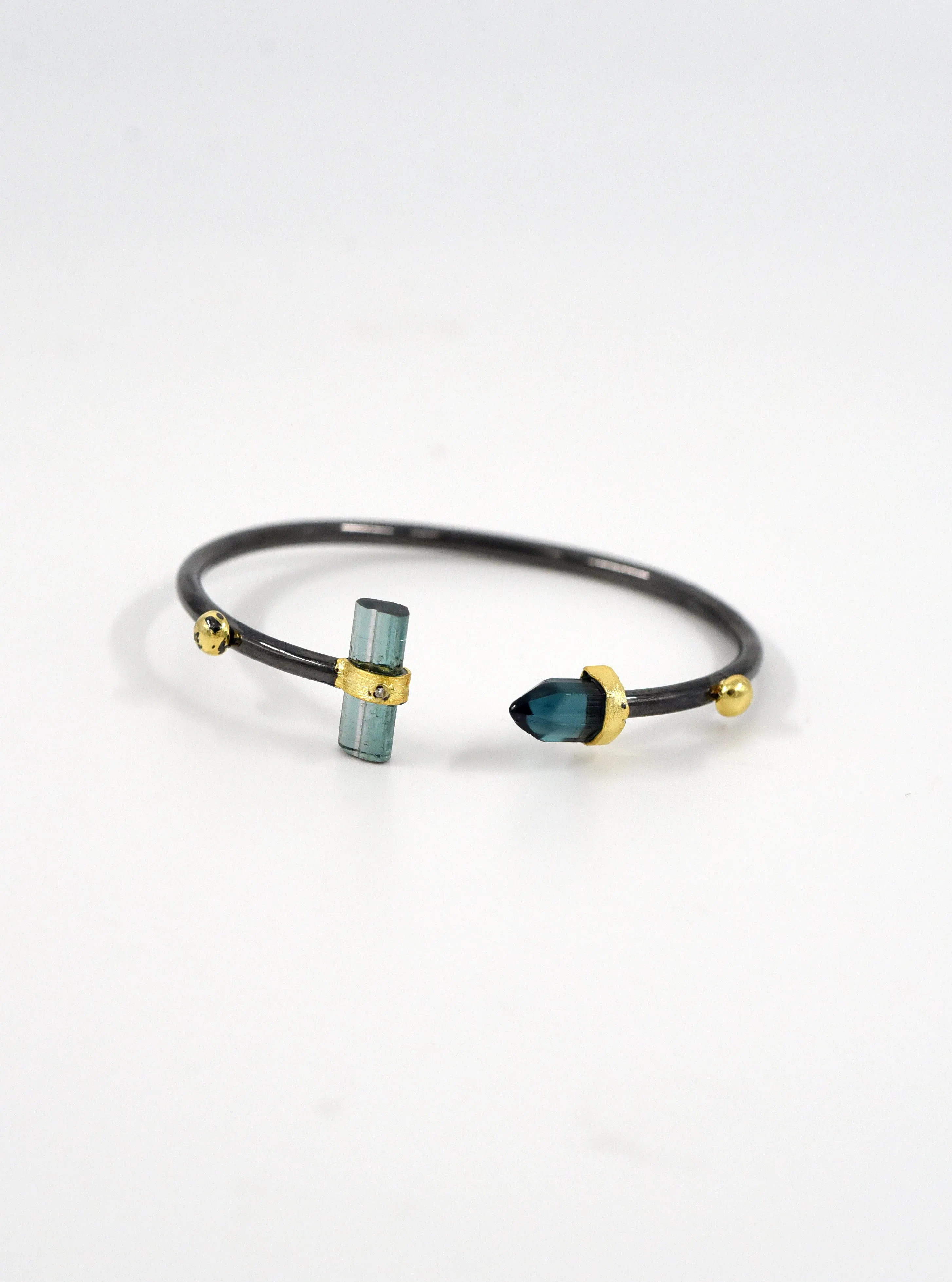 Double Tourmaline Point and Bar with Diamond Bangle