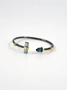 Double Tourmaline Point and Bar with Diamond Bangle