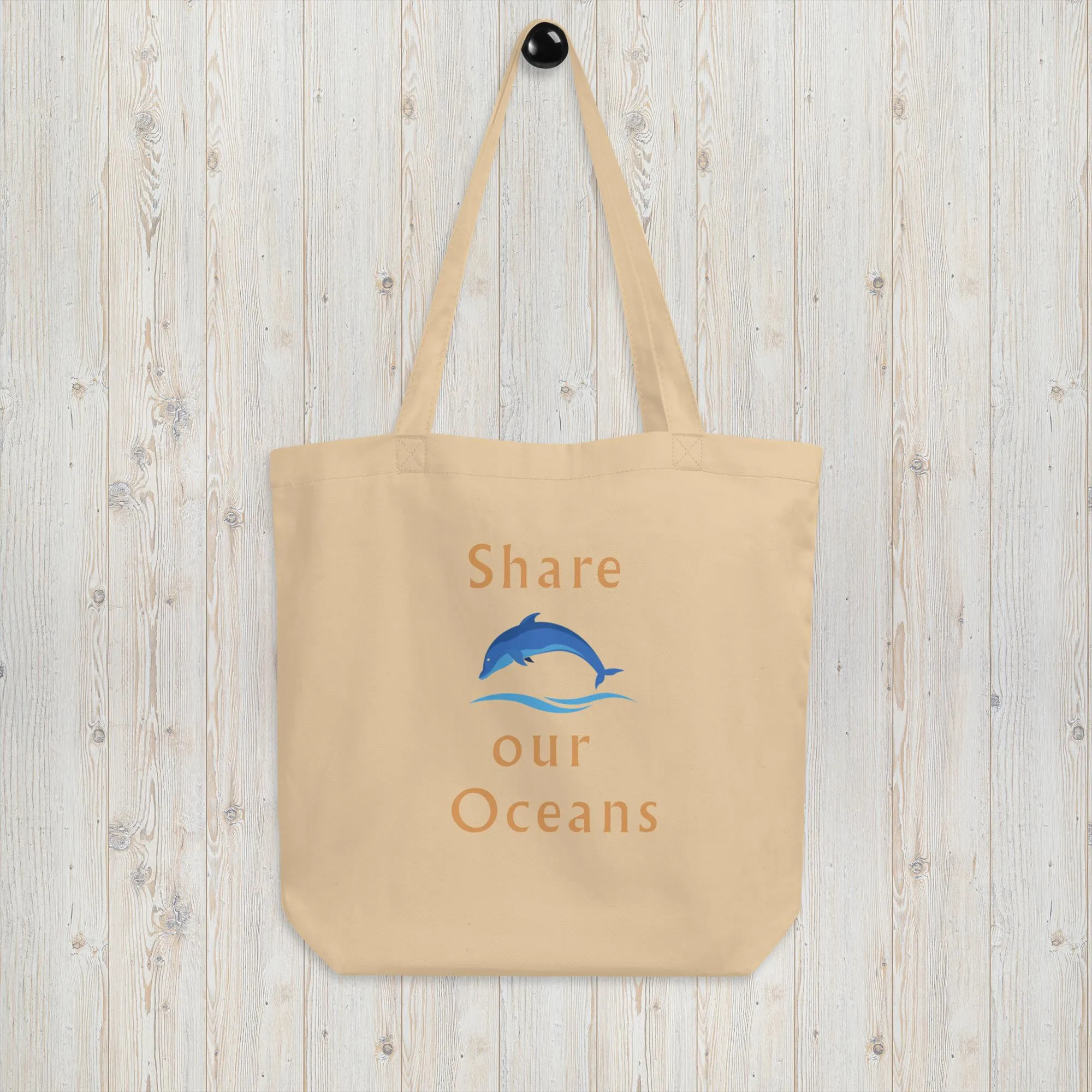 Eco Tote Bag Dolphin Waves Share our Oceans