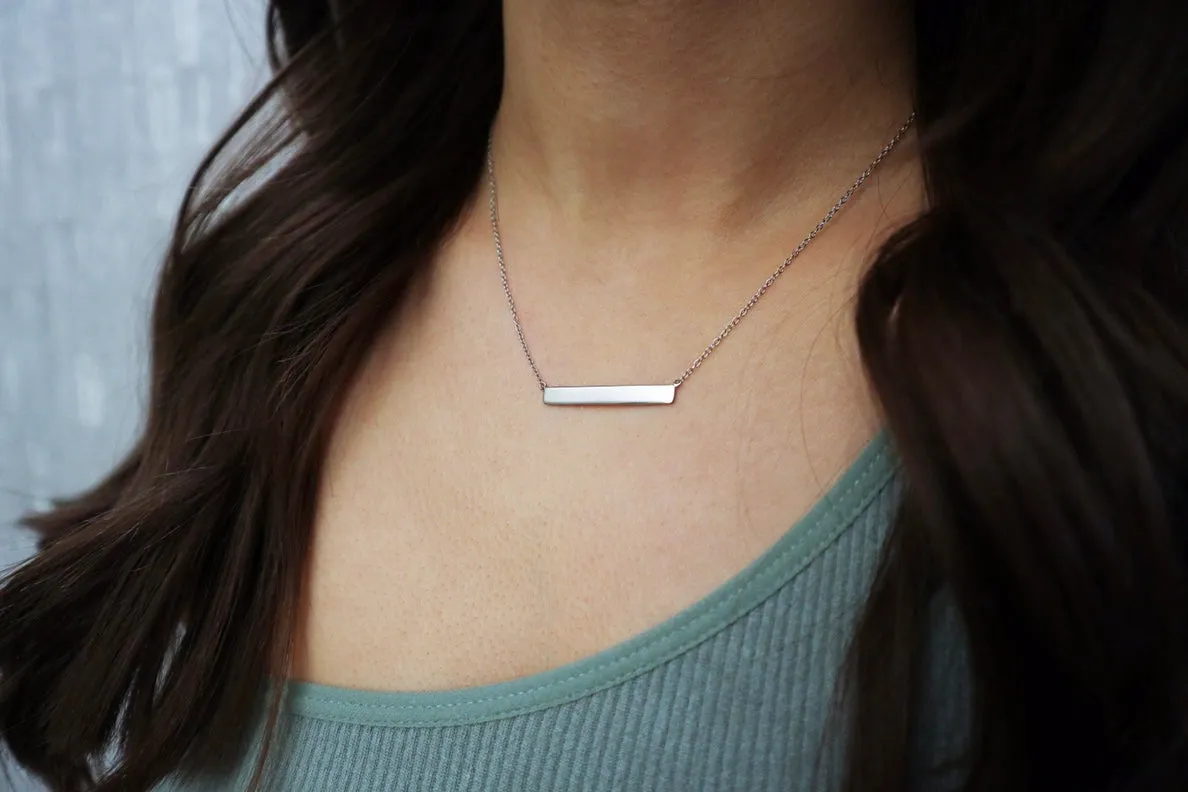 Engravable Bar - Sterling Silver Necklace