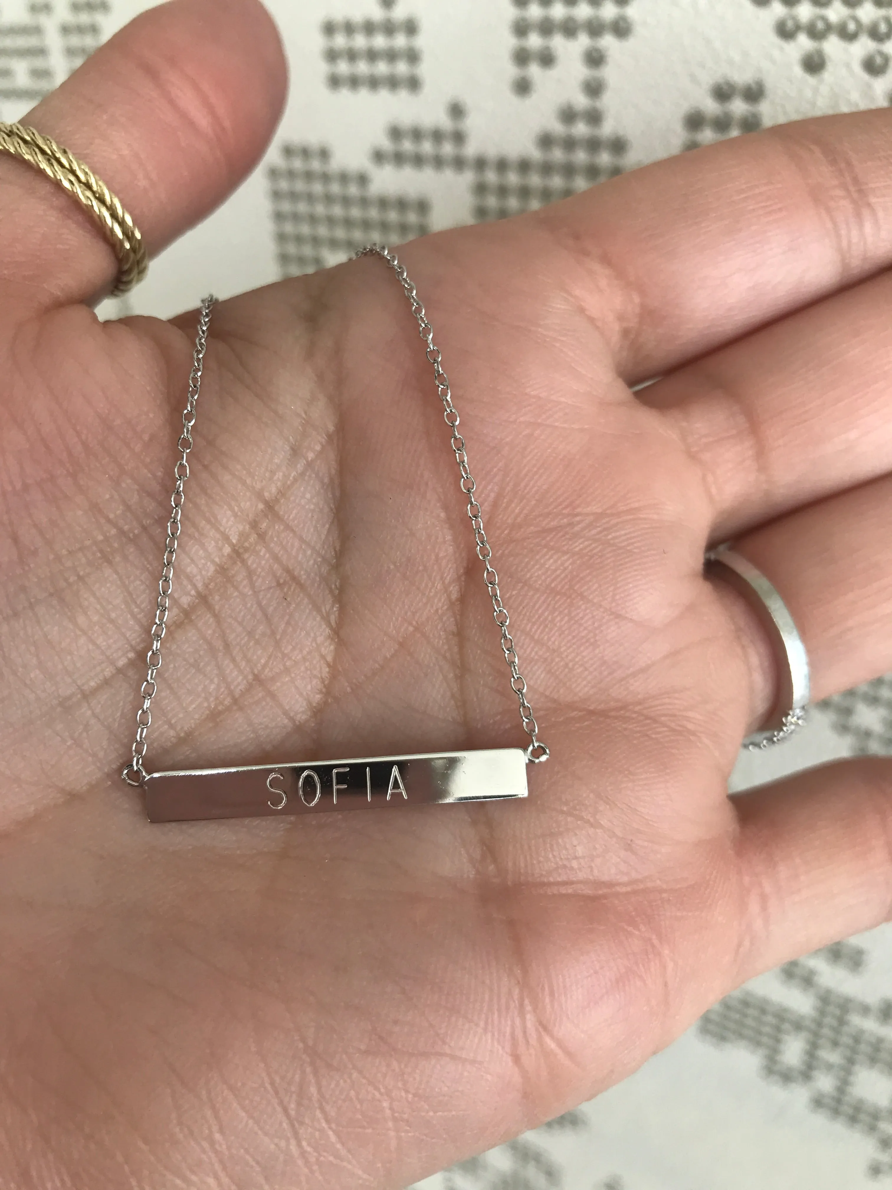 Engravable Bar - Sterling Silver Necklace