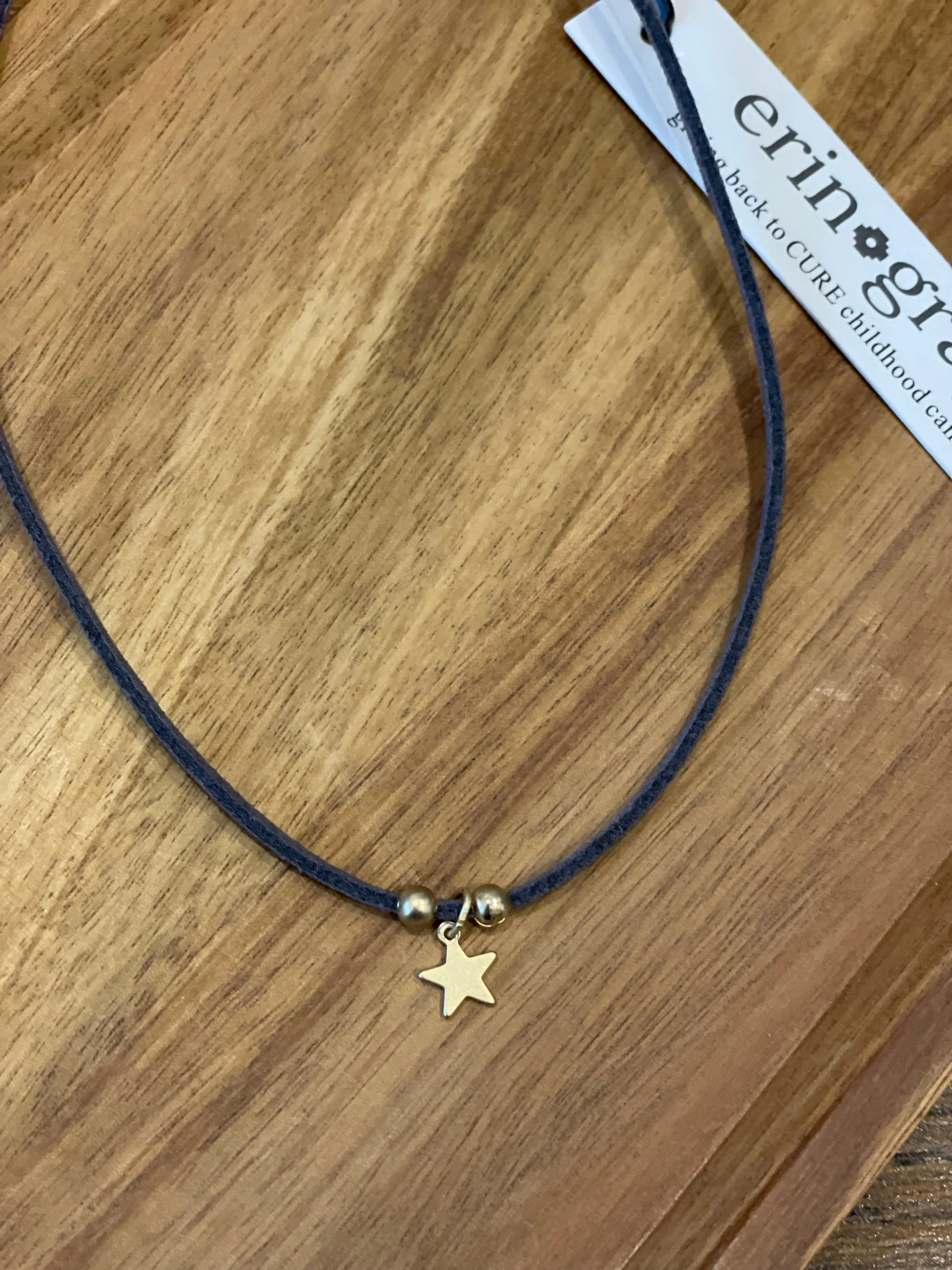 Erin Gray Star on Soft Suede Charcoal Choker